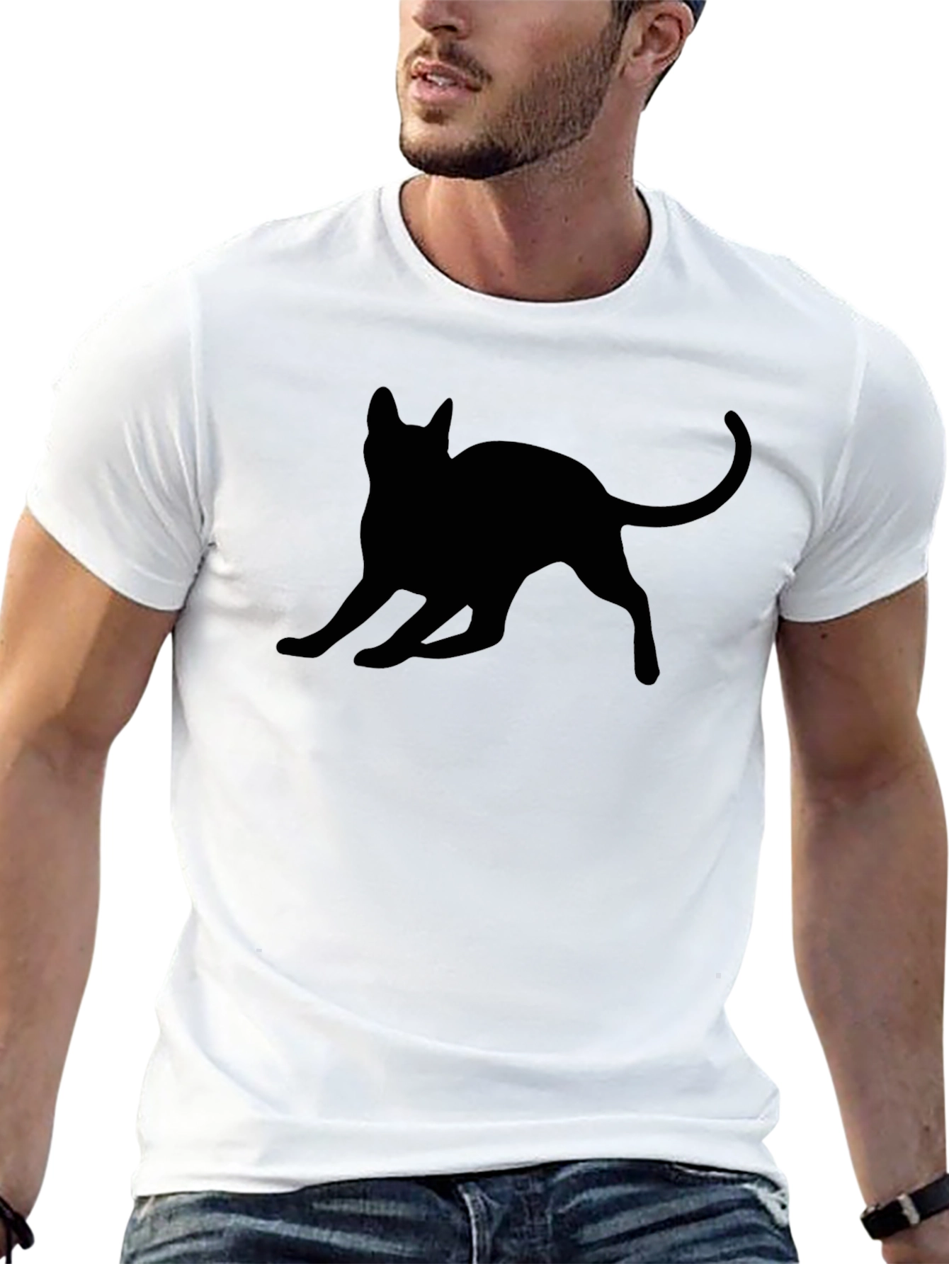 Black Cat Silhouette Graphic Tee