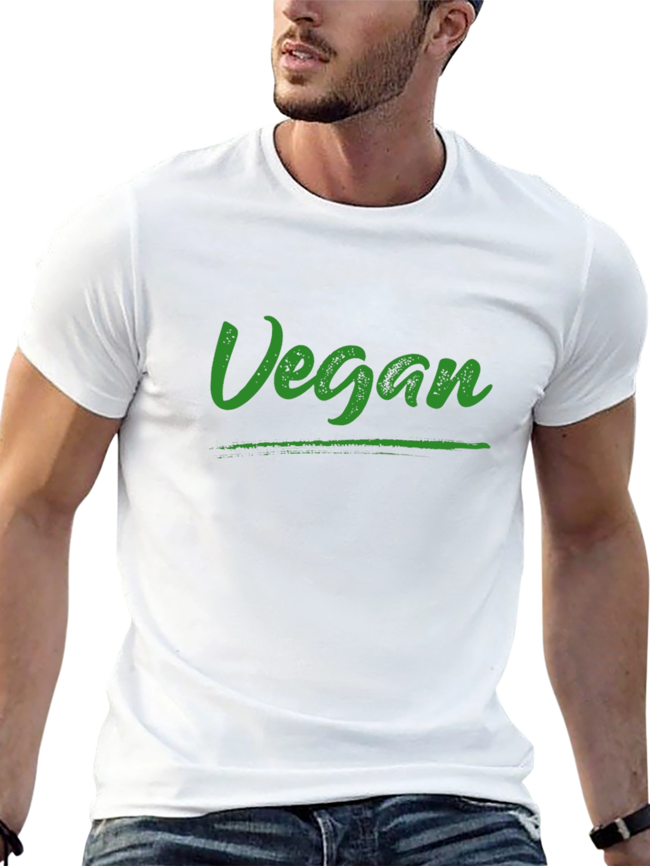 Vegan T-Shirt - Green Text on Black Tee