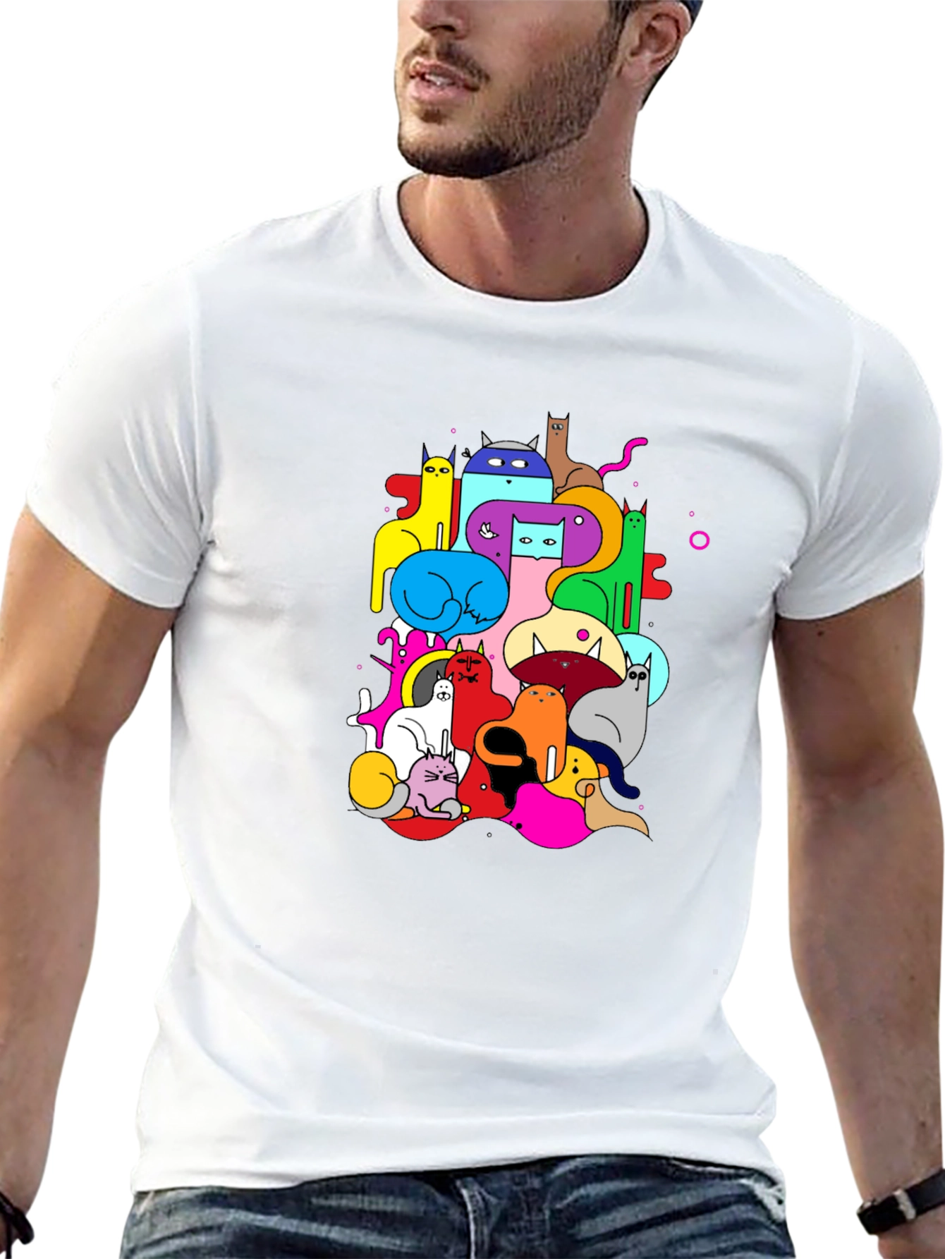 Colorful Cats Graphic Tee