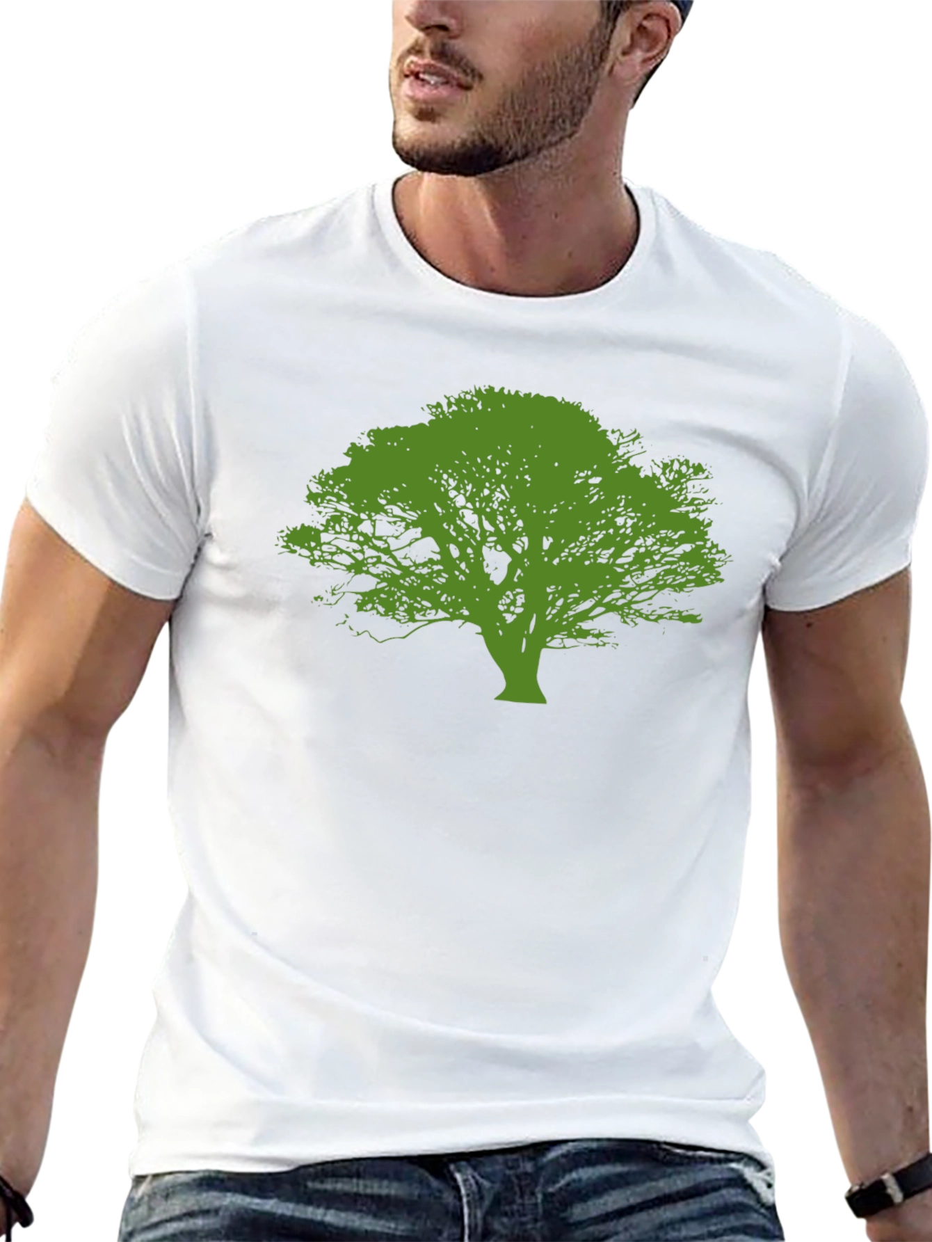 Green Tree Graphic Black T-Shirt