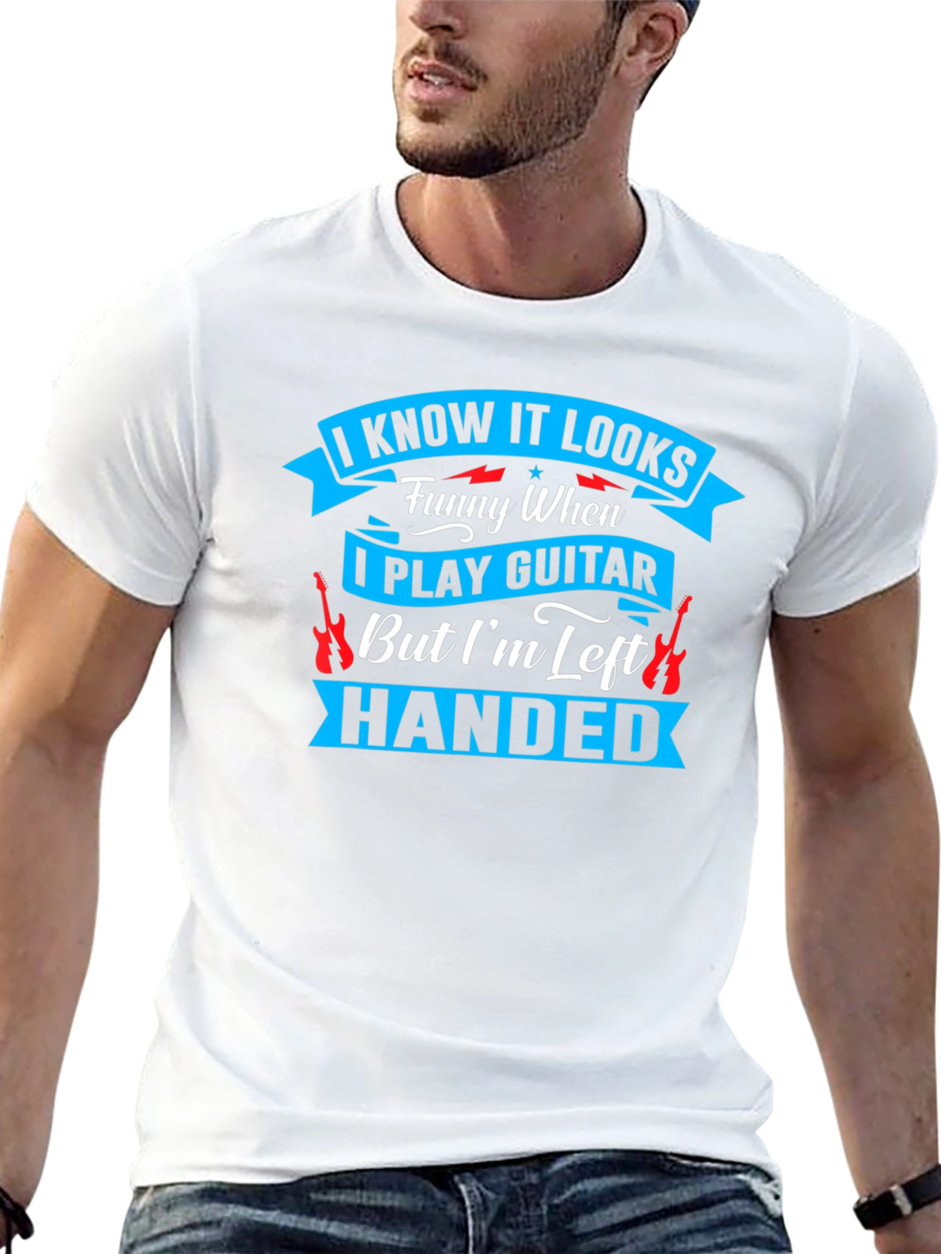 Funny Left Handed Guitar Player T-Shirt