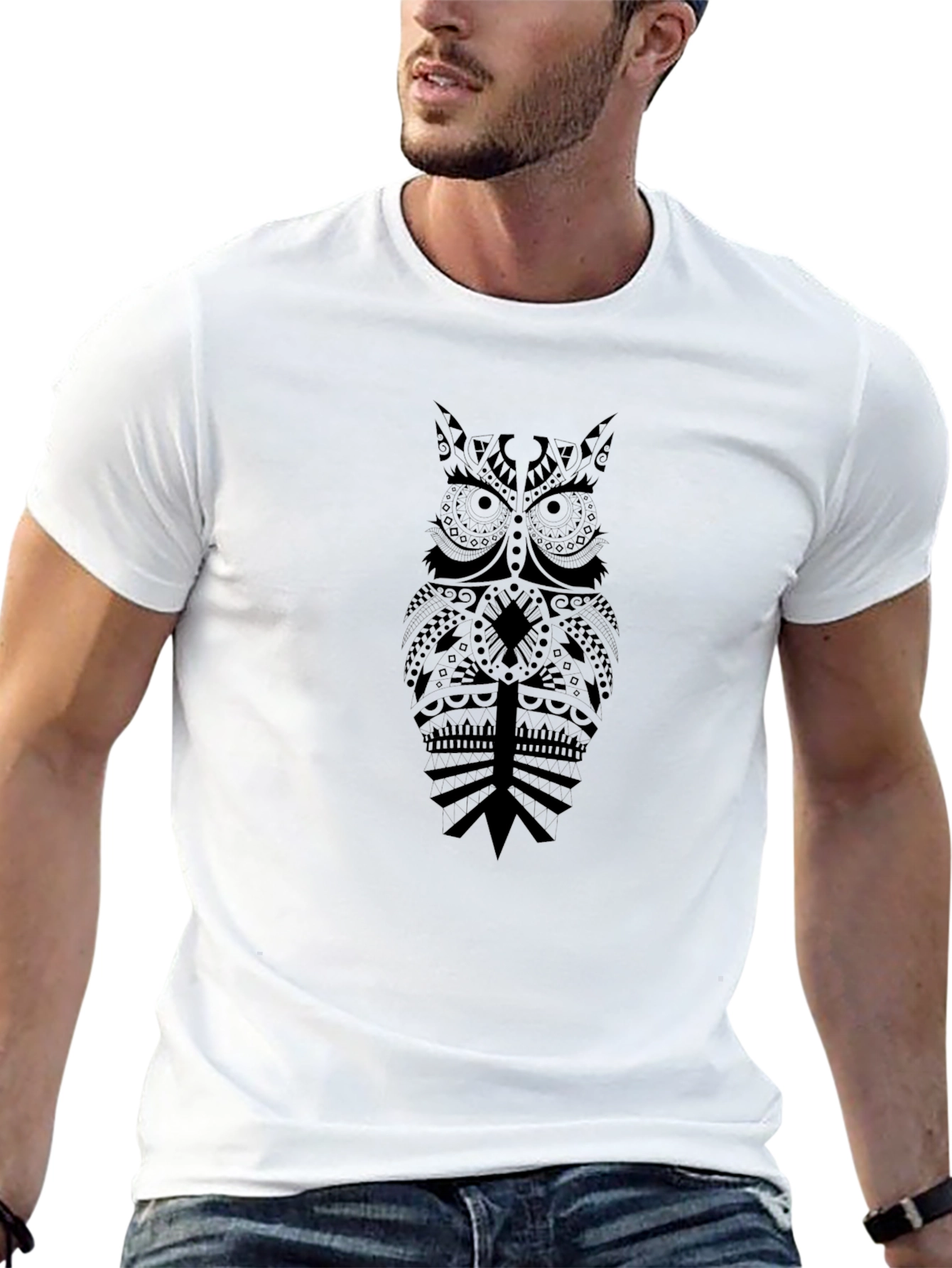 Black Owl Graphic Print T-Shirt