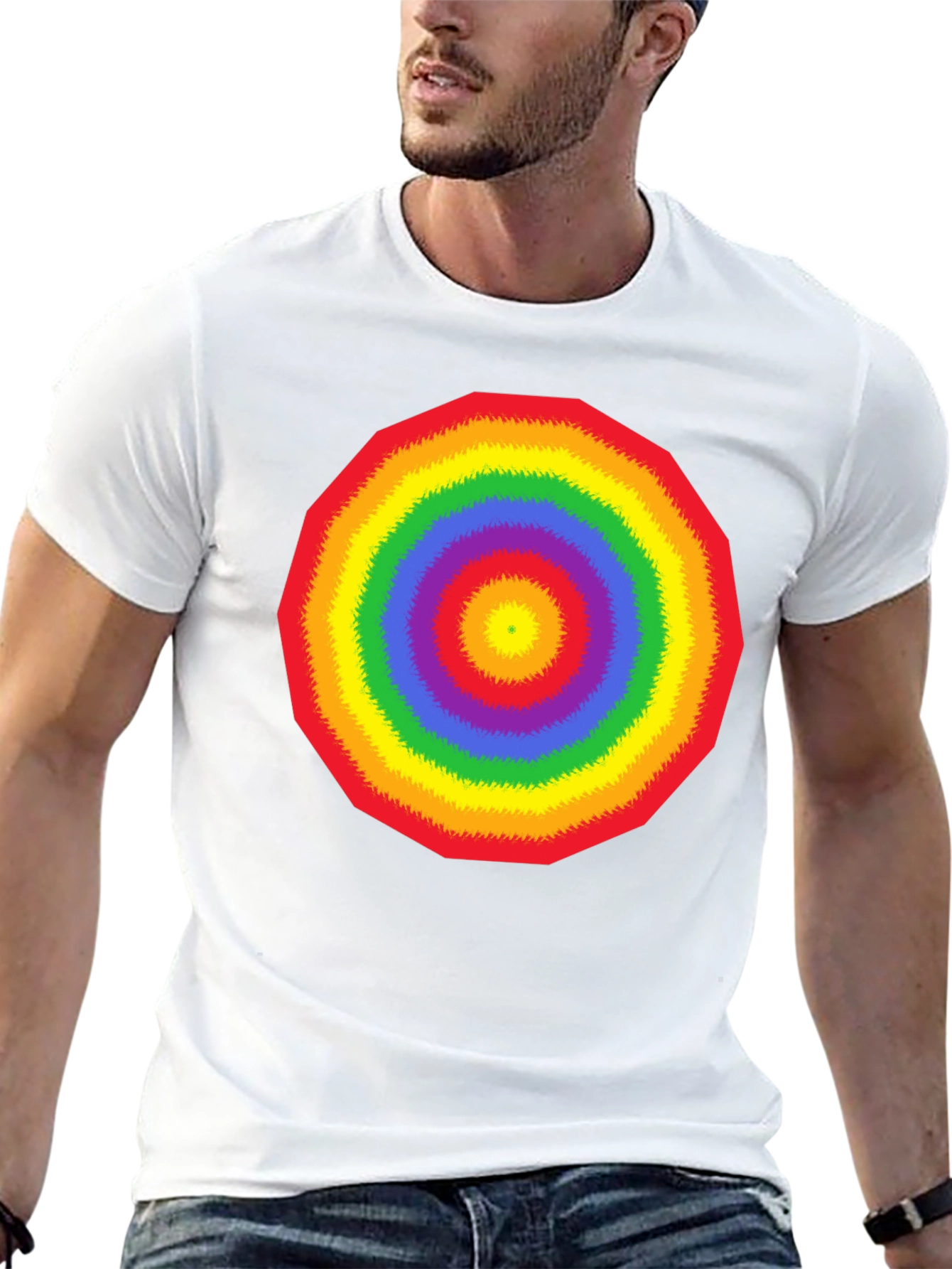 Rainbow Circle Graphic Black T-Shirt