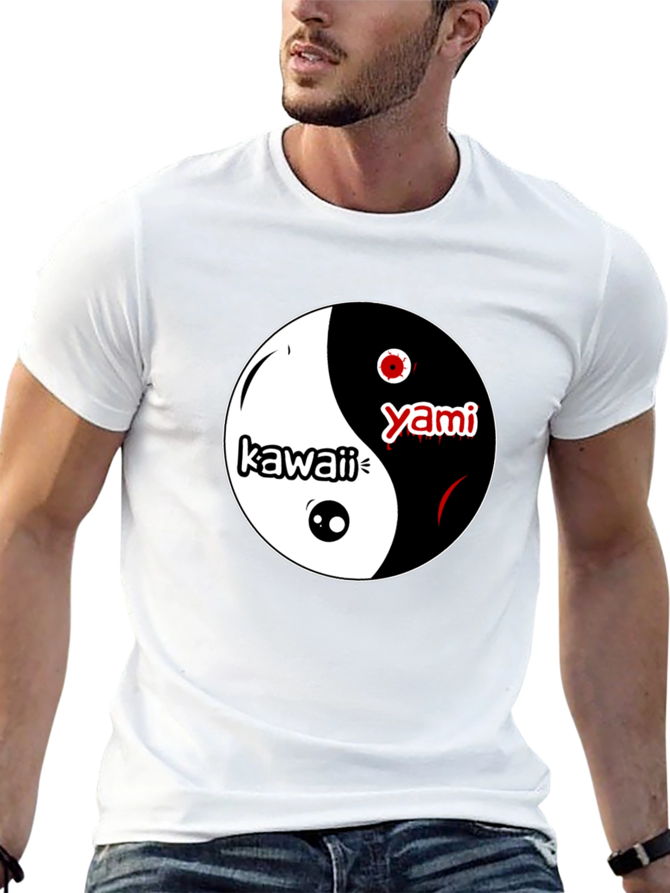 Yin Yang Kawaii Yami T-Shirt - Black