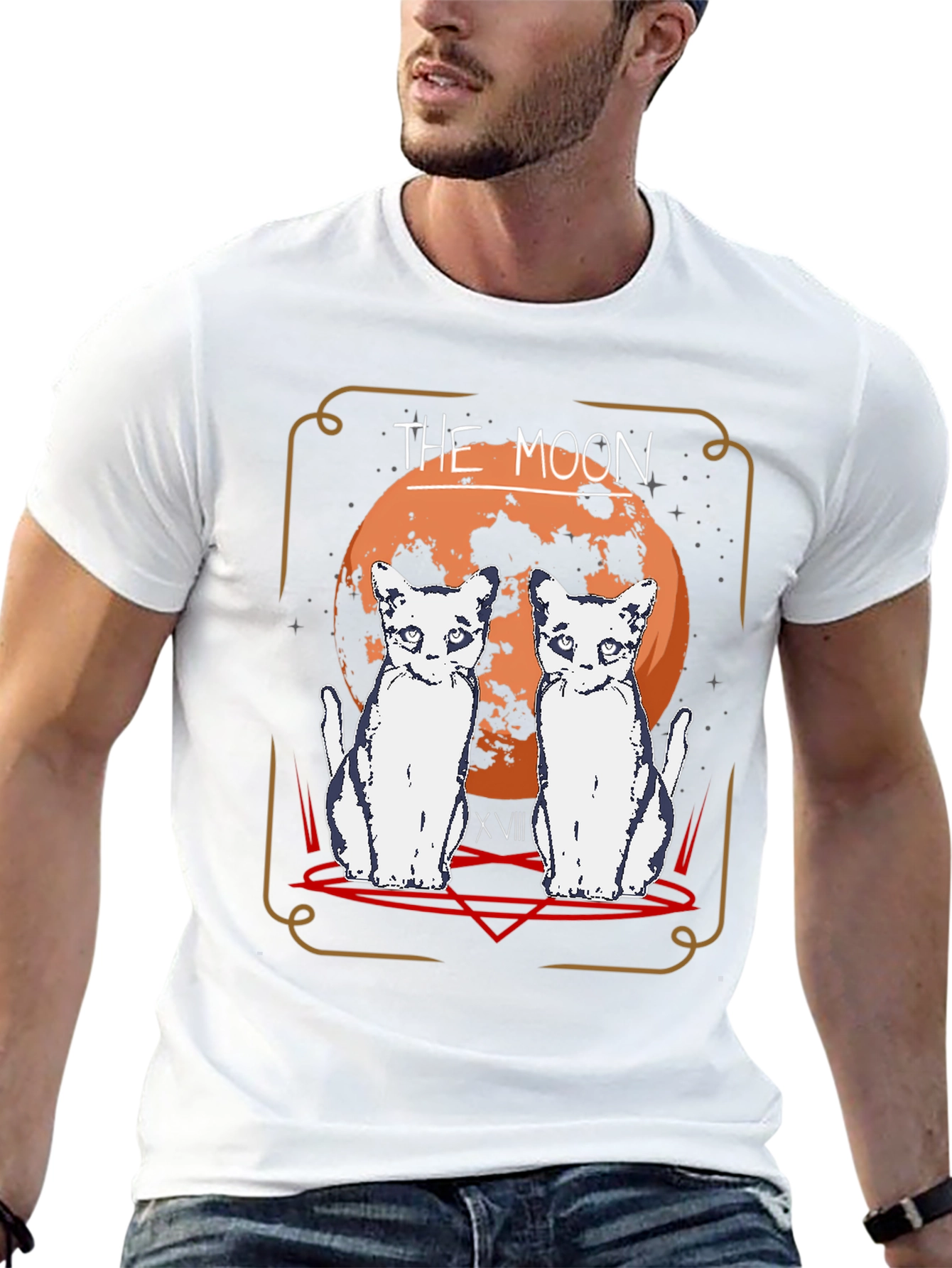 The Moon Tarot Card Cat T-Shirt