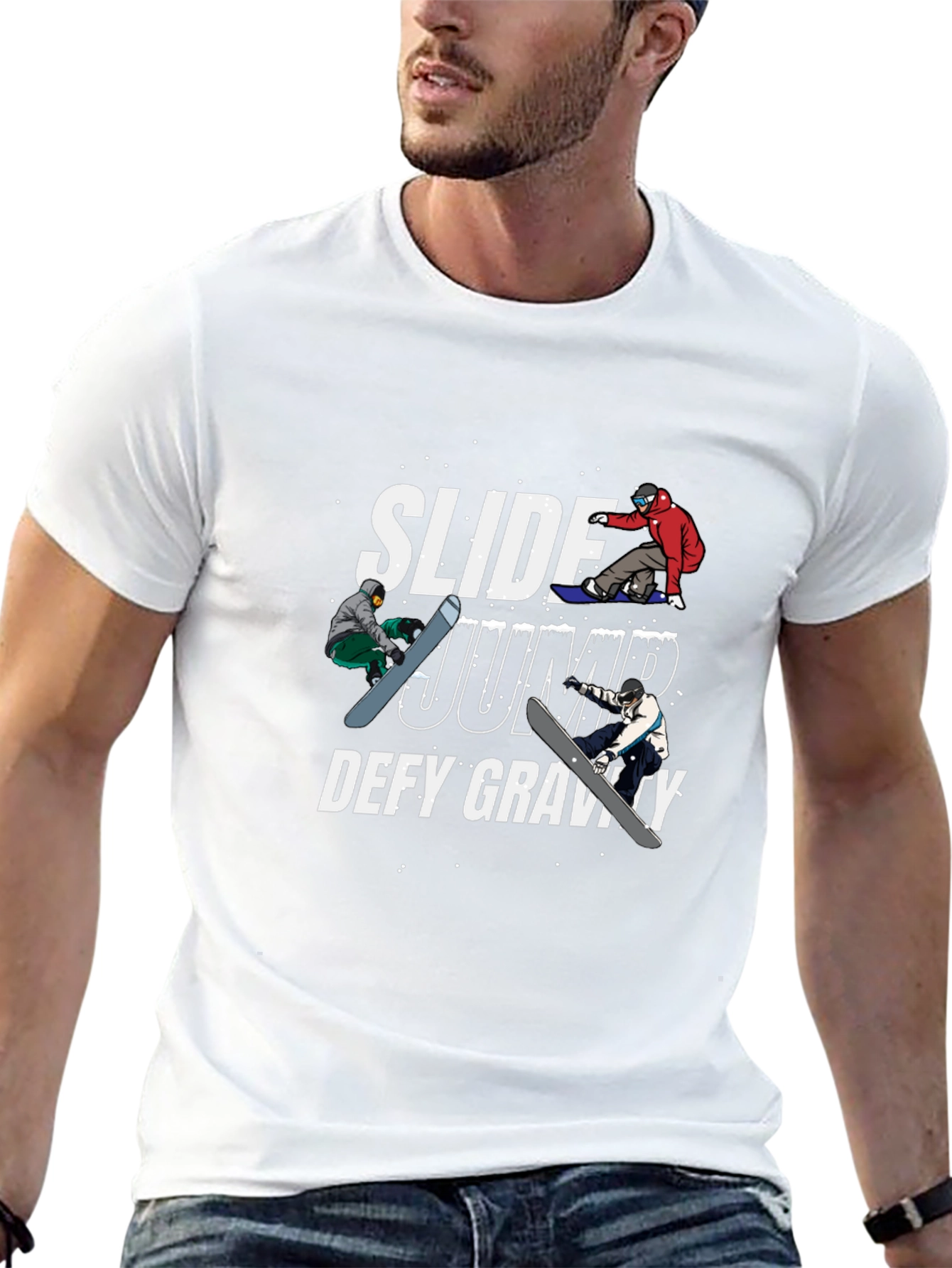Snowboard Graphic T-Shirt | Slide Jump Defy Gravity