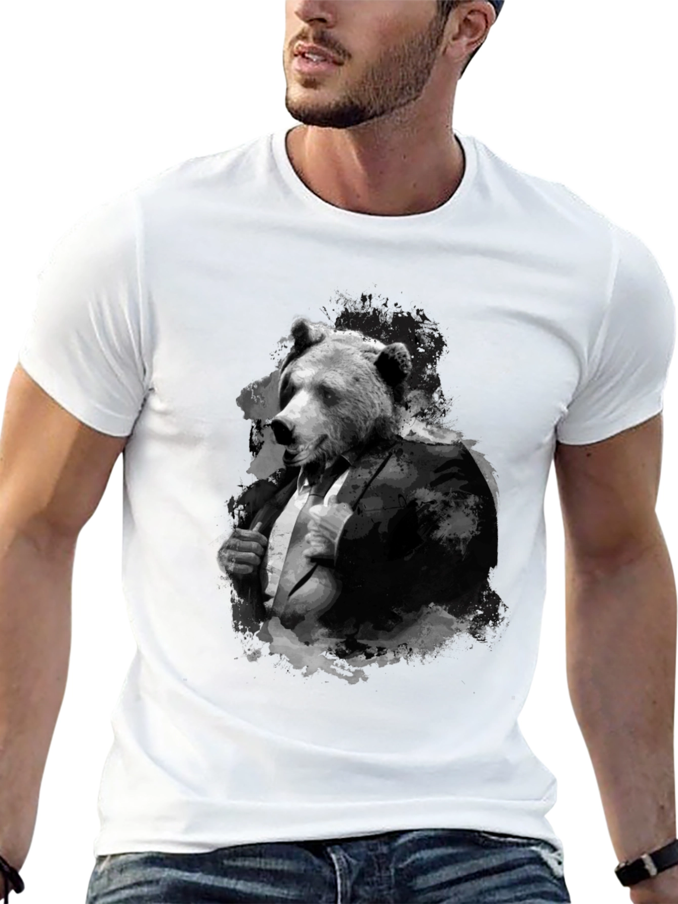 Bear in Suit T-Shirt - Menswear Animal Graphic Tee