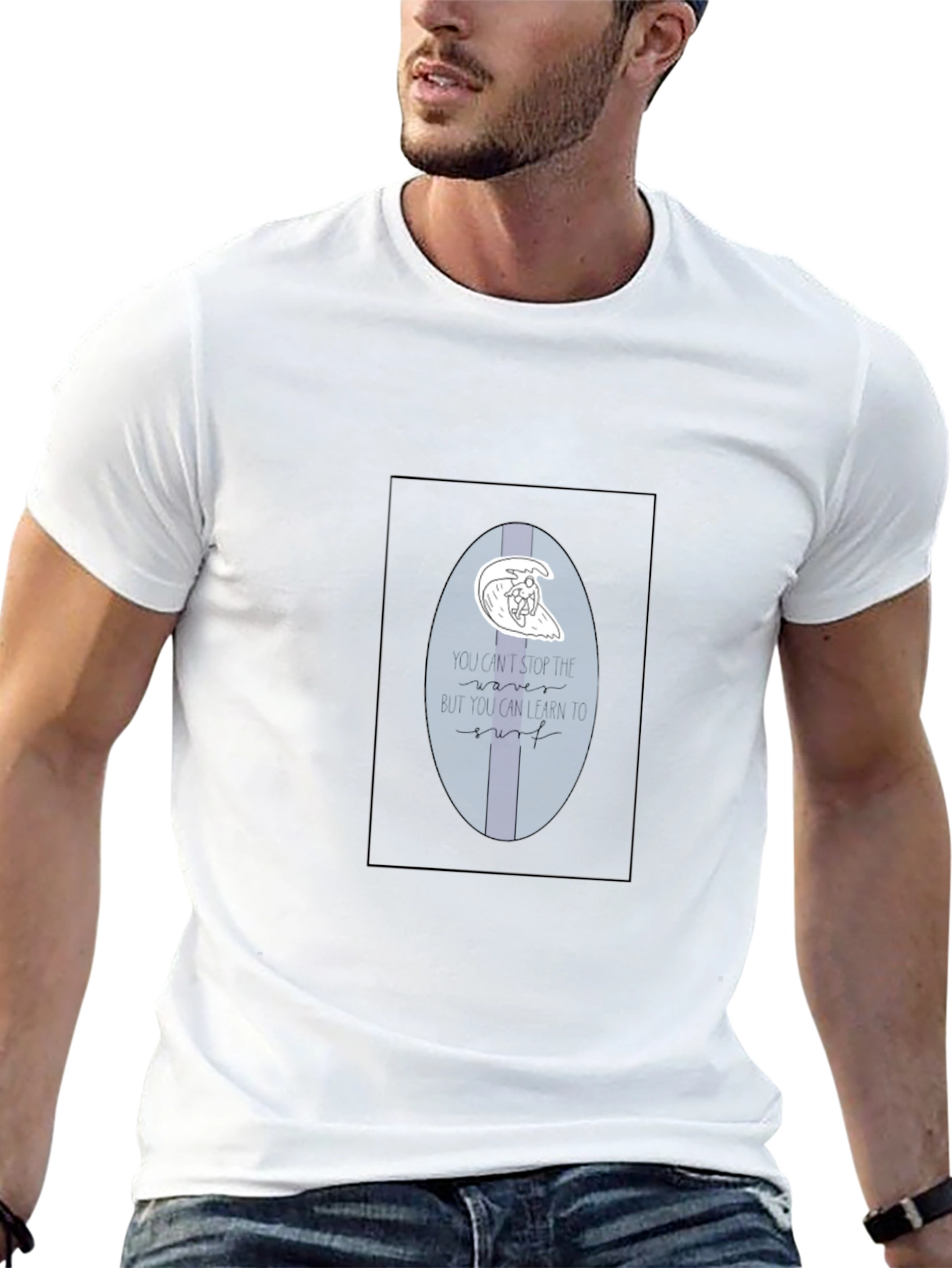 Cool Surfboard Tee - Casual Black T-Shirt