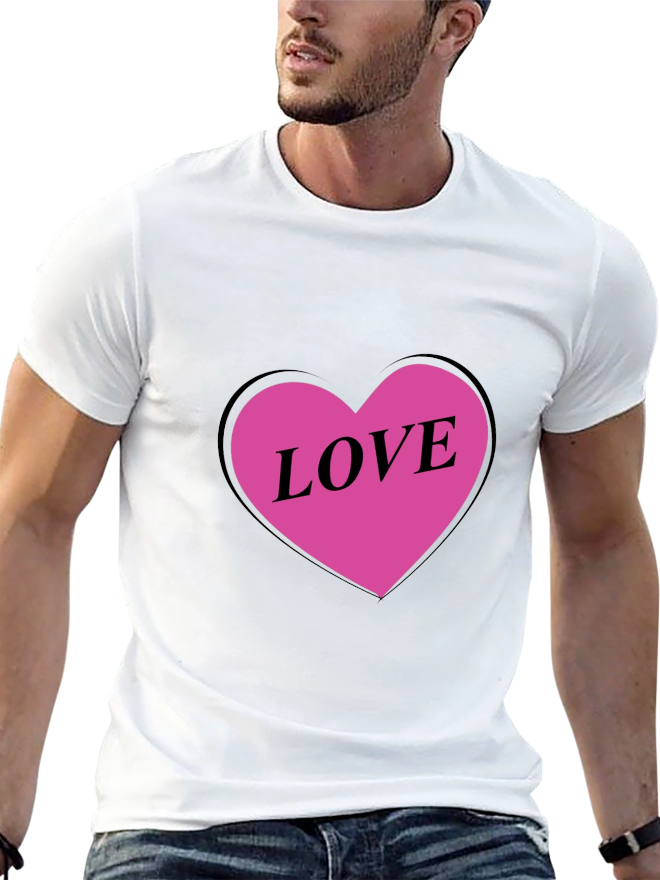 Love Heart Graphic Black T-Shirt