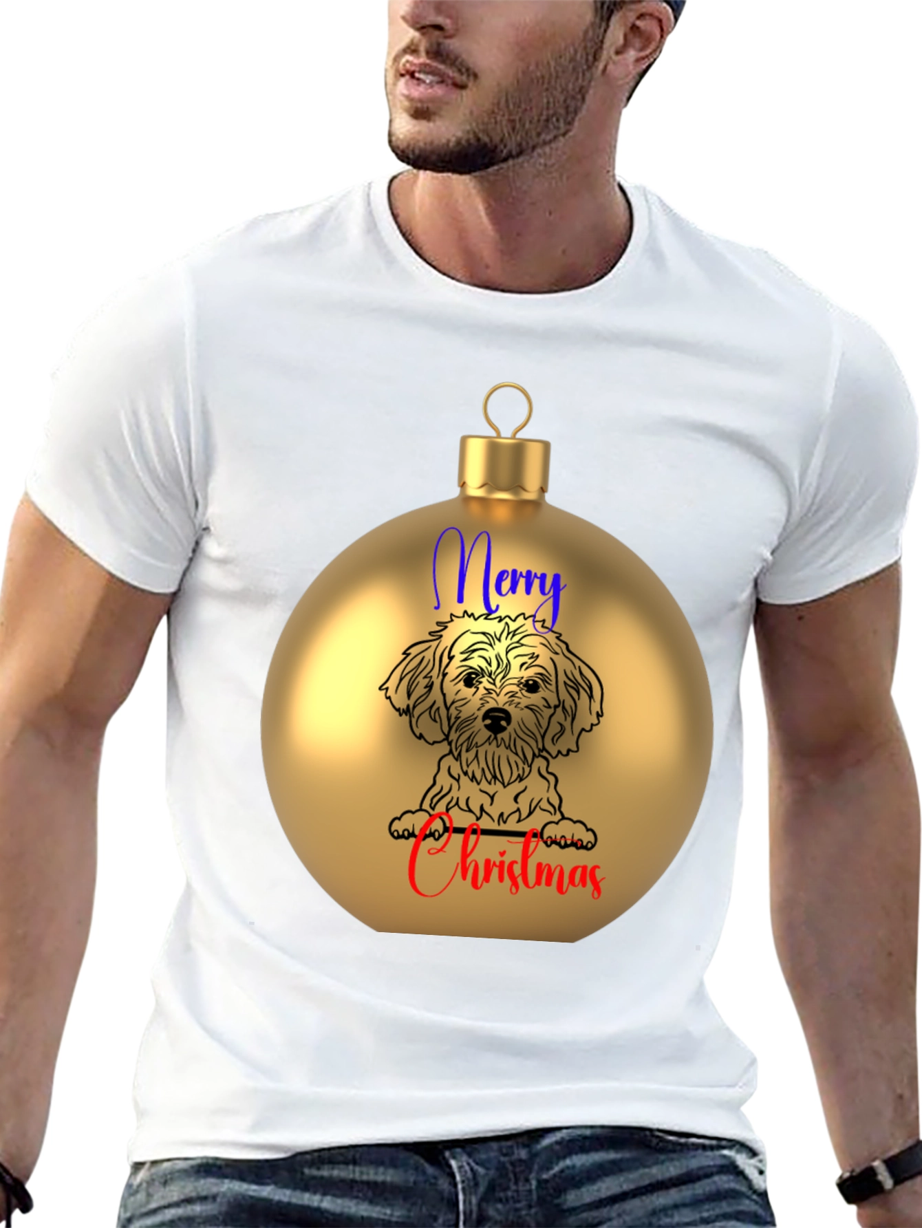 Festive Dog Christmas Ornament T-Shirt