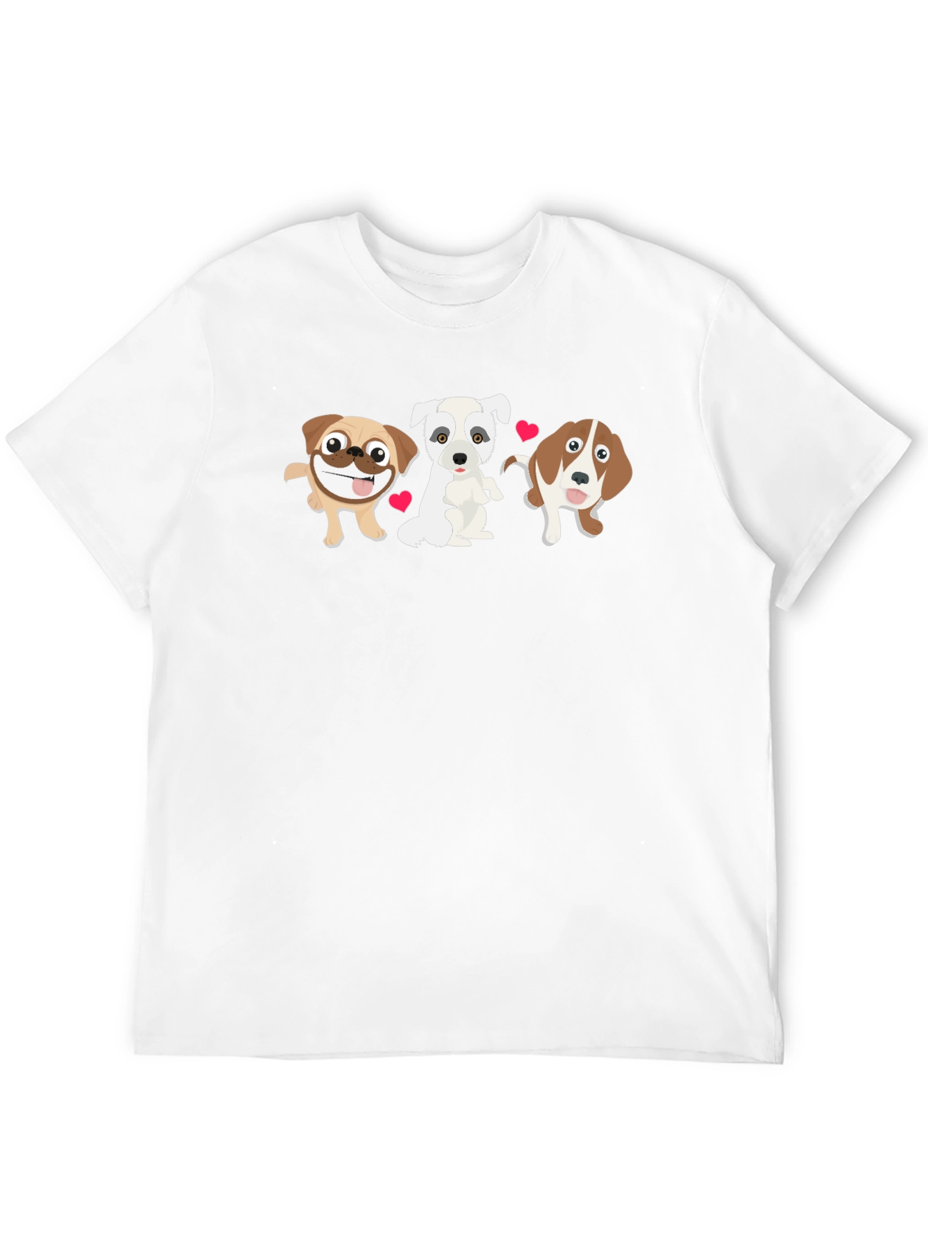 Cute Cartoon Dogs Graphic Black T-Shirt