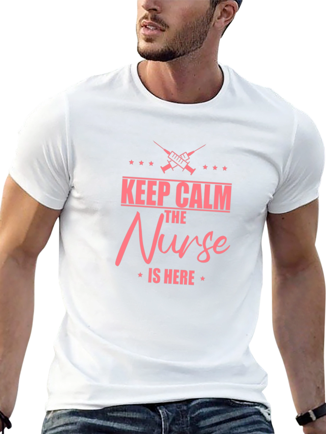 Keep Calm Nurse is Here Black Tee