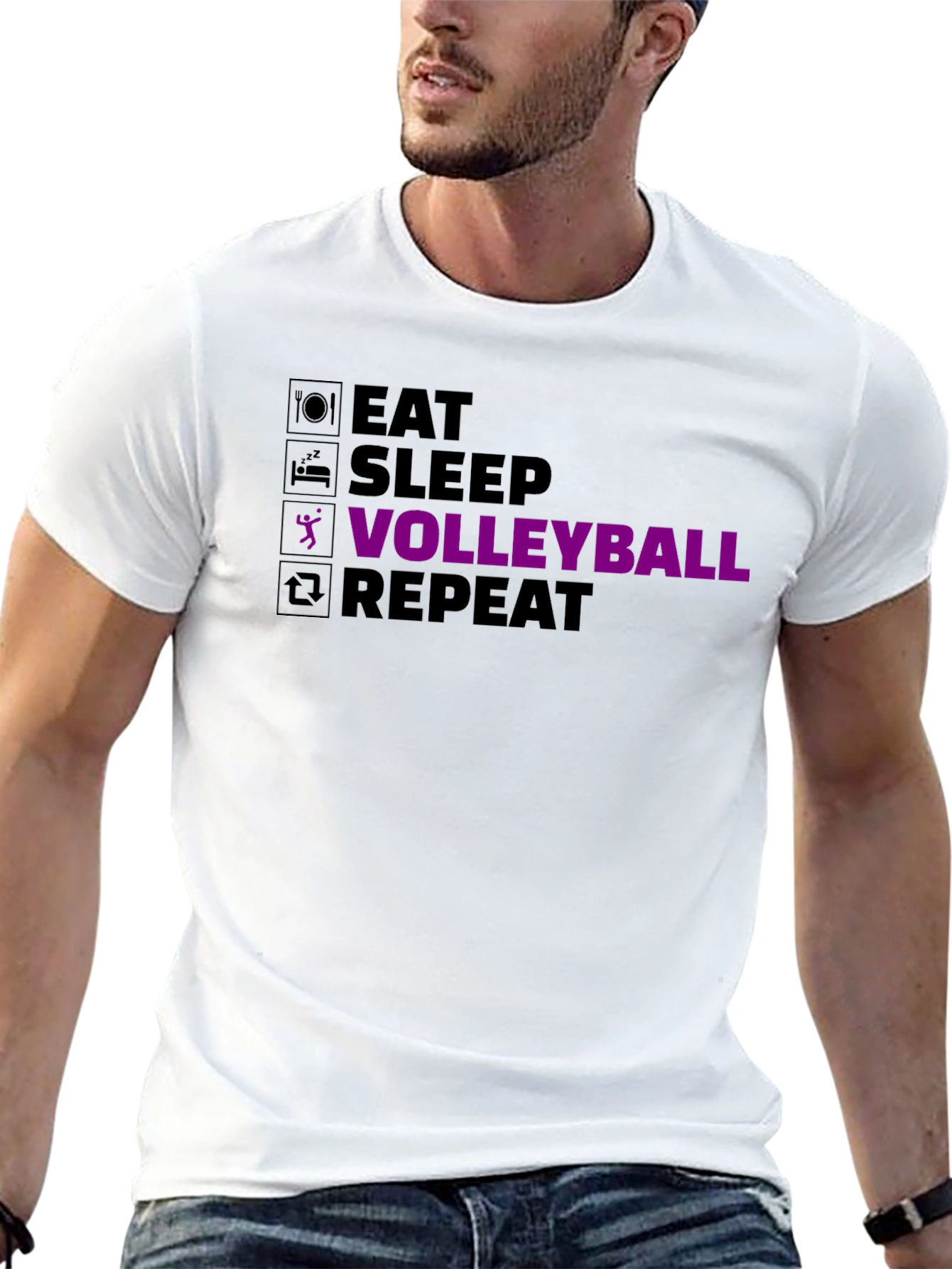 Eat Sleep Volleyball Repeat Graphic Tee