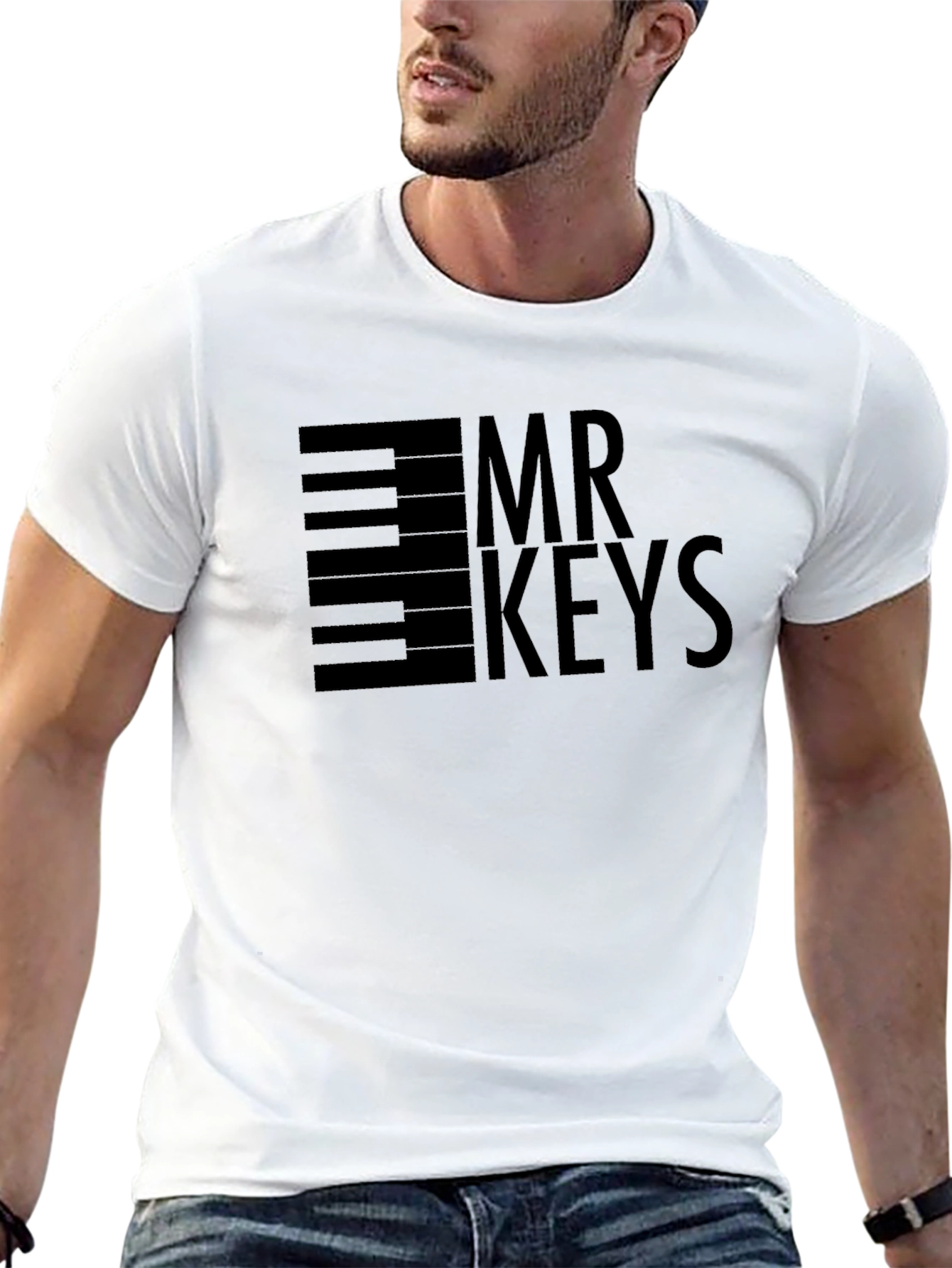 Mr. Keys Piano Music T-Shirt - Black Graphic Tee