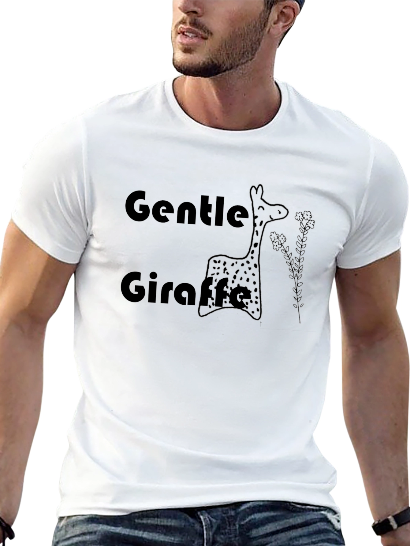 Gentle Giraffe Black Graphic Tee