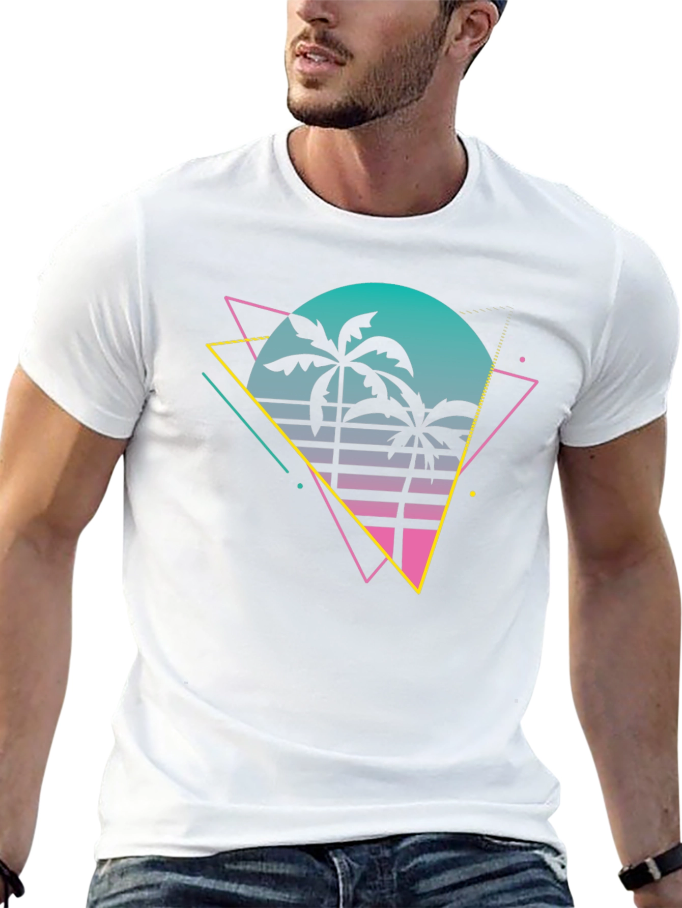 Retro Palm Tree T-Shirt - 80s Style Graphic Tee
