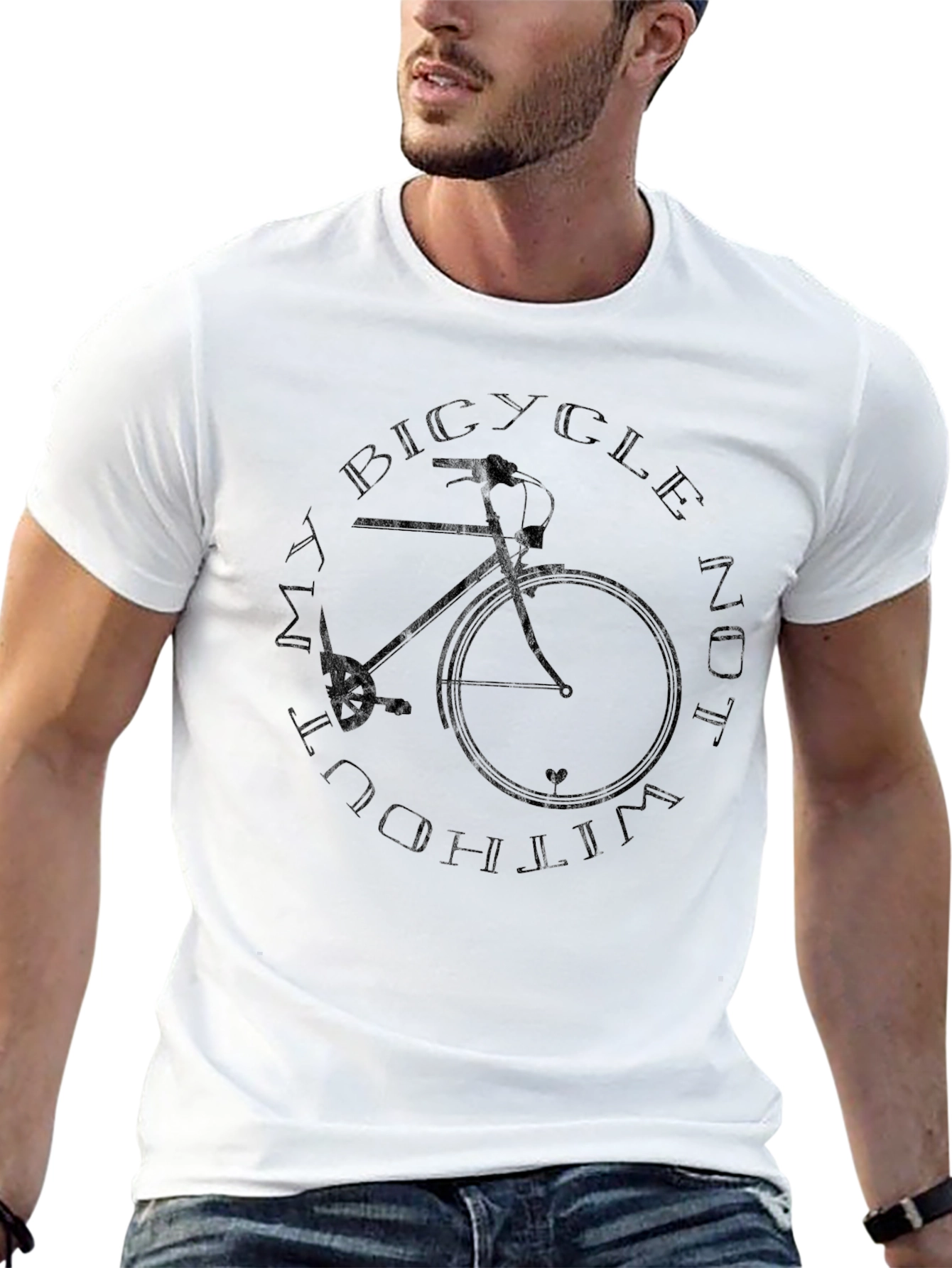 Black Bicycle Graphic T-Shirt for Men