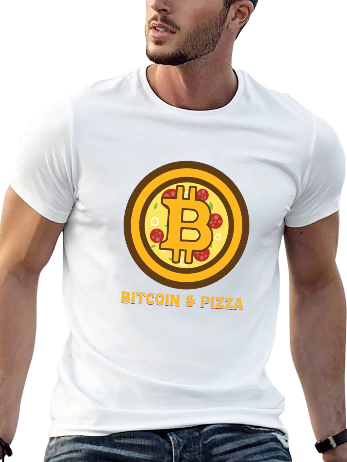 Bitcoin & Pizza Black Graphic Tee