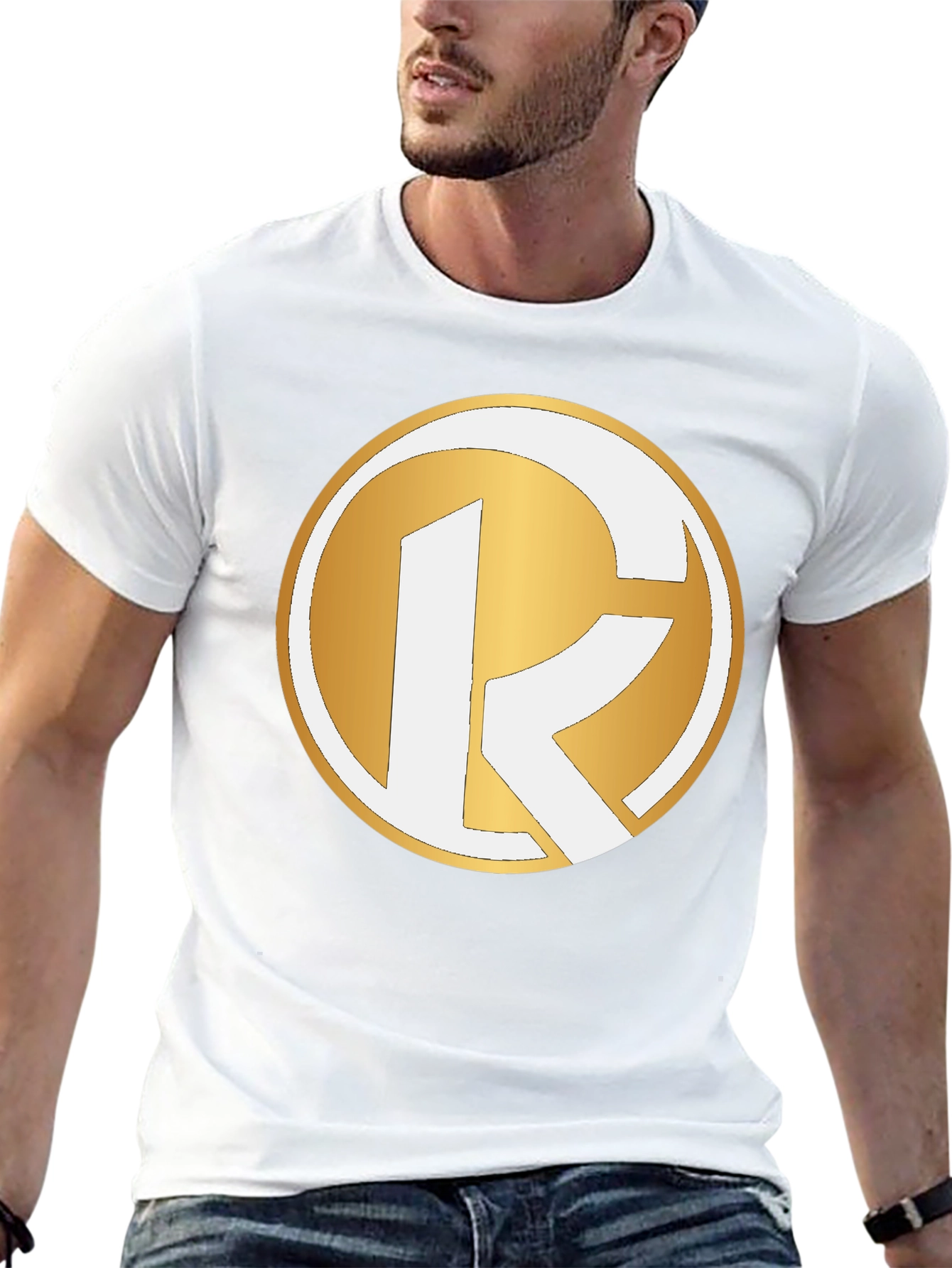 Golden Emblem Tee - Stylish Graphic Print T-Shirt