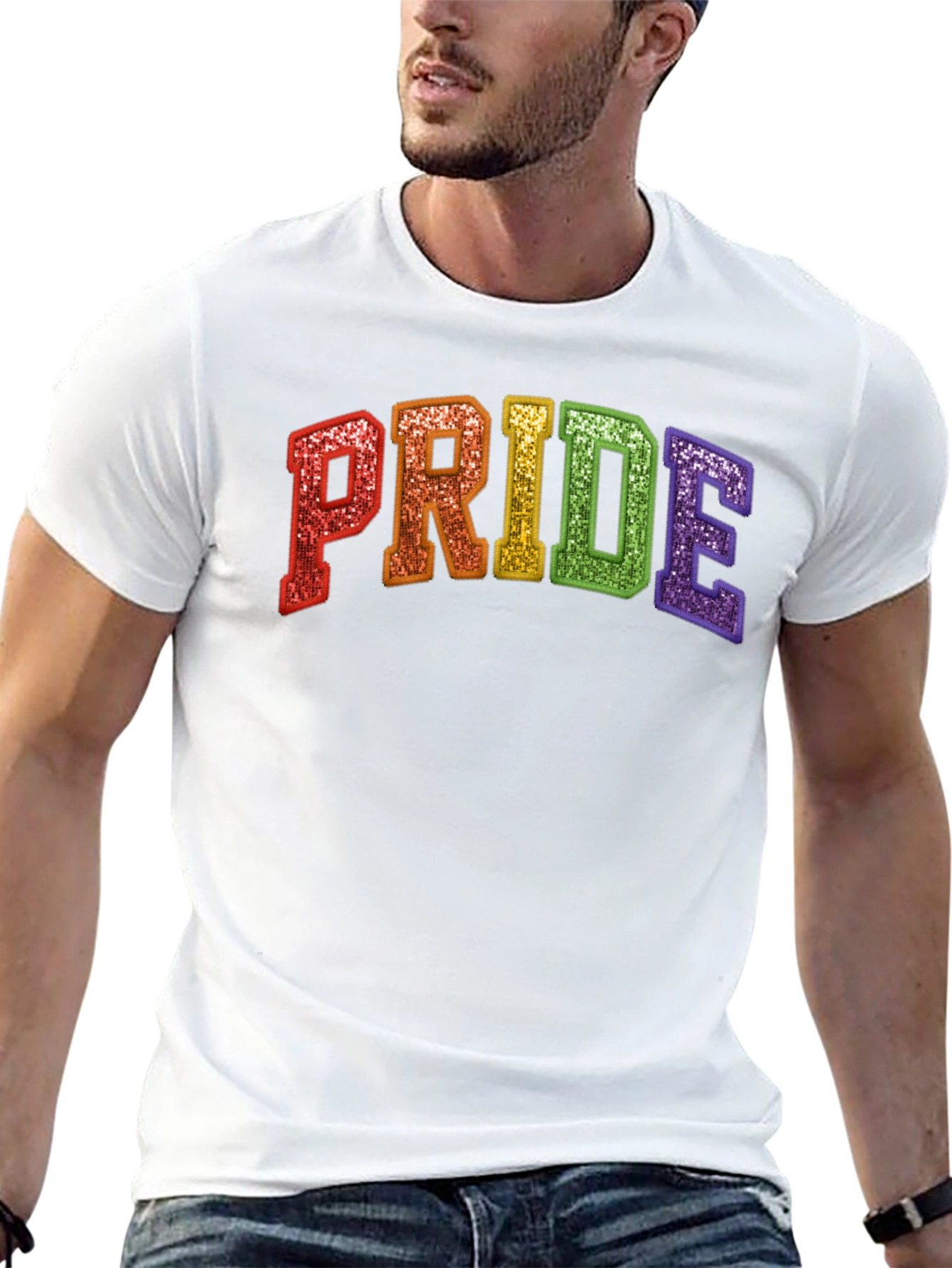 Pride Rainbow Glitter Graphic Tee