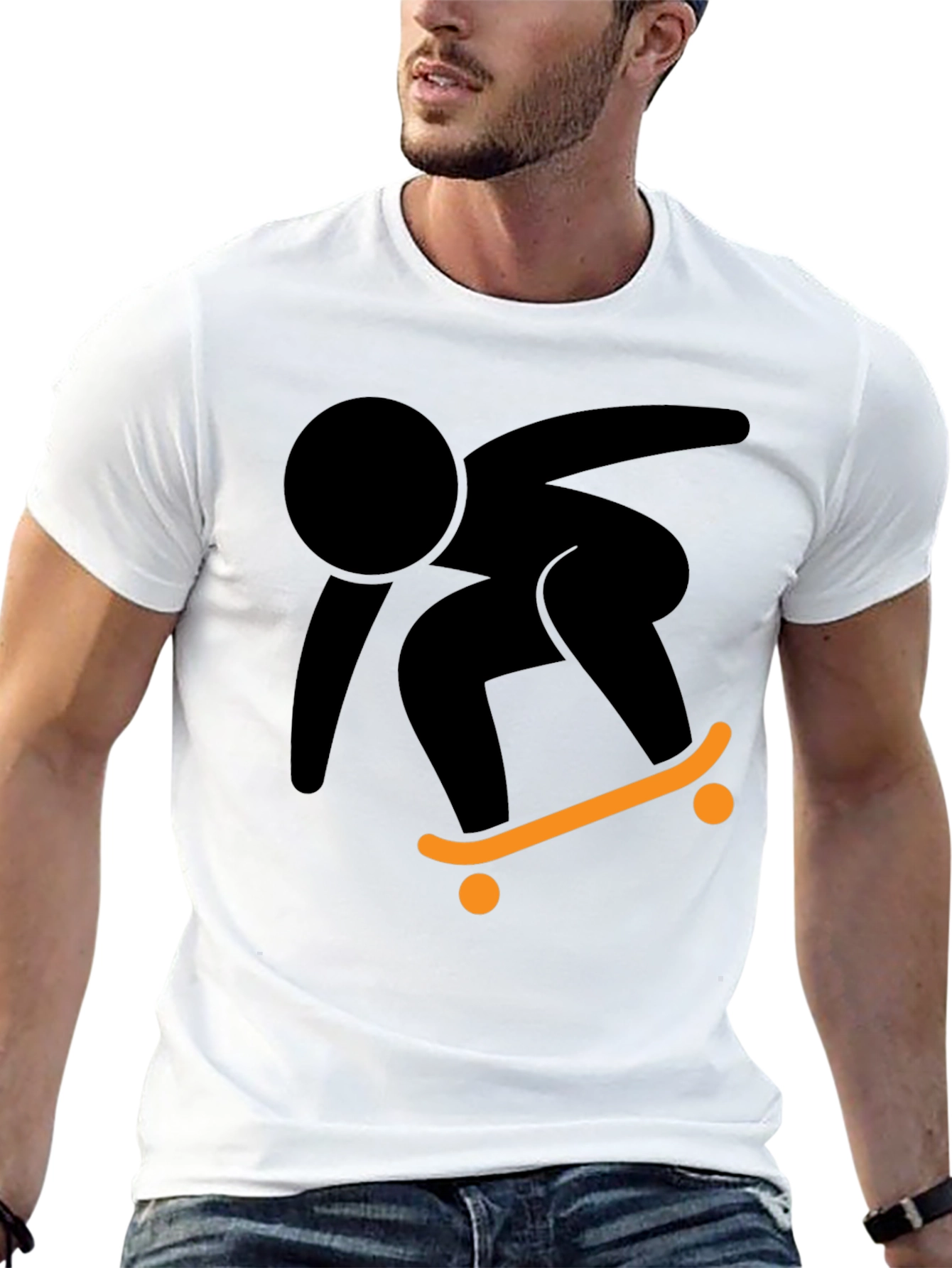 Cool Skateboarder Graphic Tee - Black