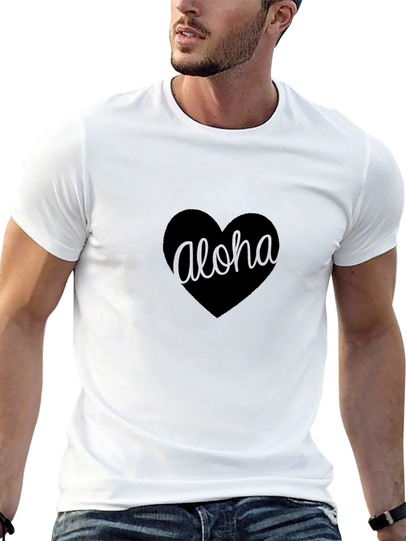 Aloha Heart Graphic Tee - Soft Black Shirt