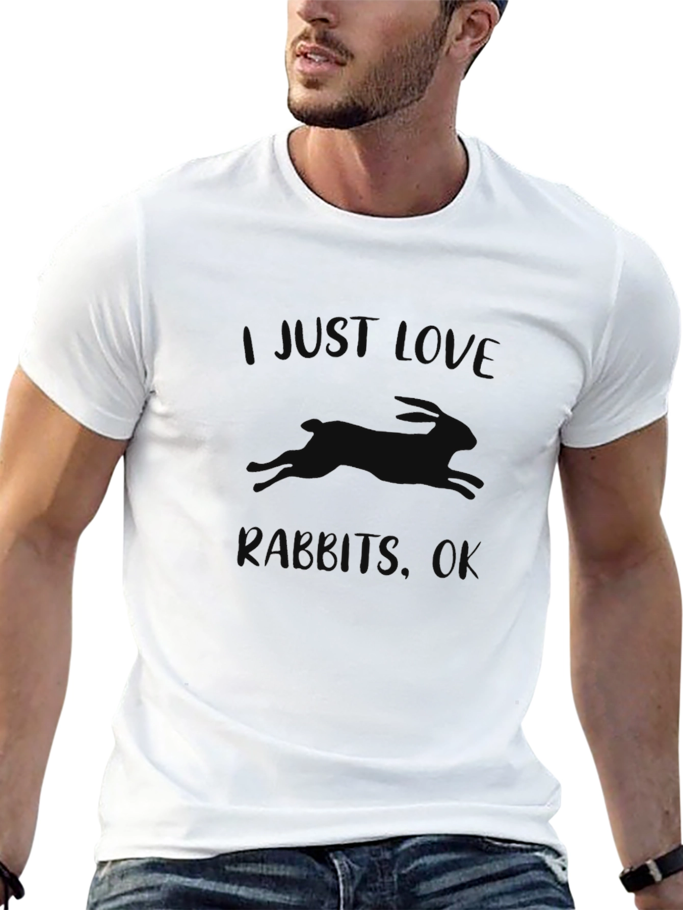 I Just Love Rabbits T-Shirt - Black Graphic Tee