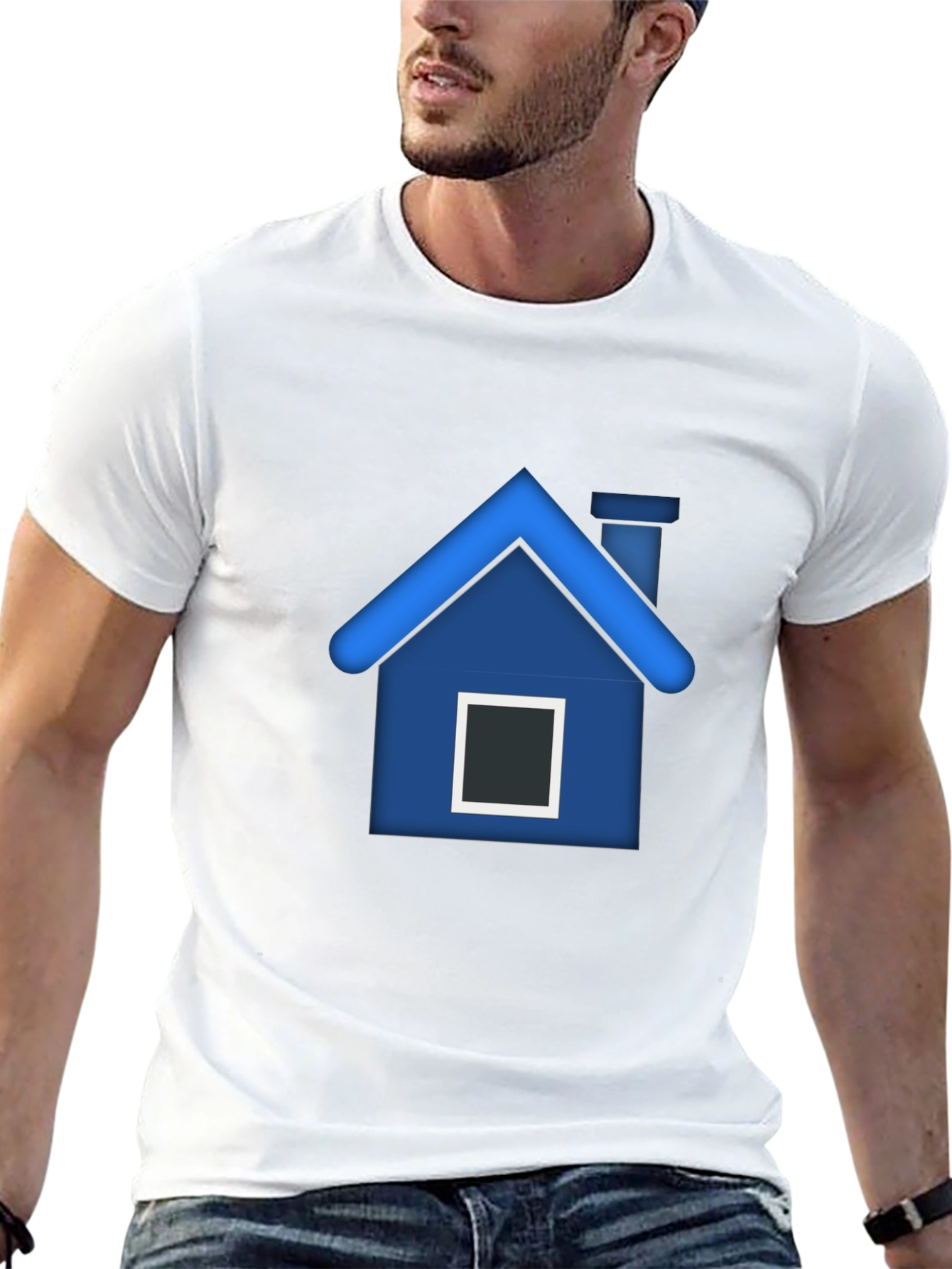 Blue House Graphic T-Shirt - Stylish Comfort