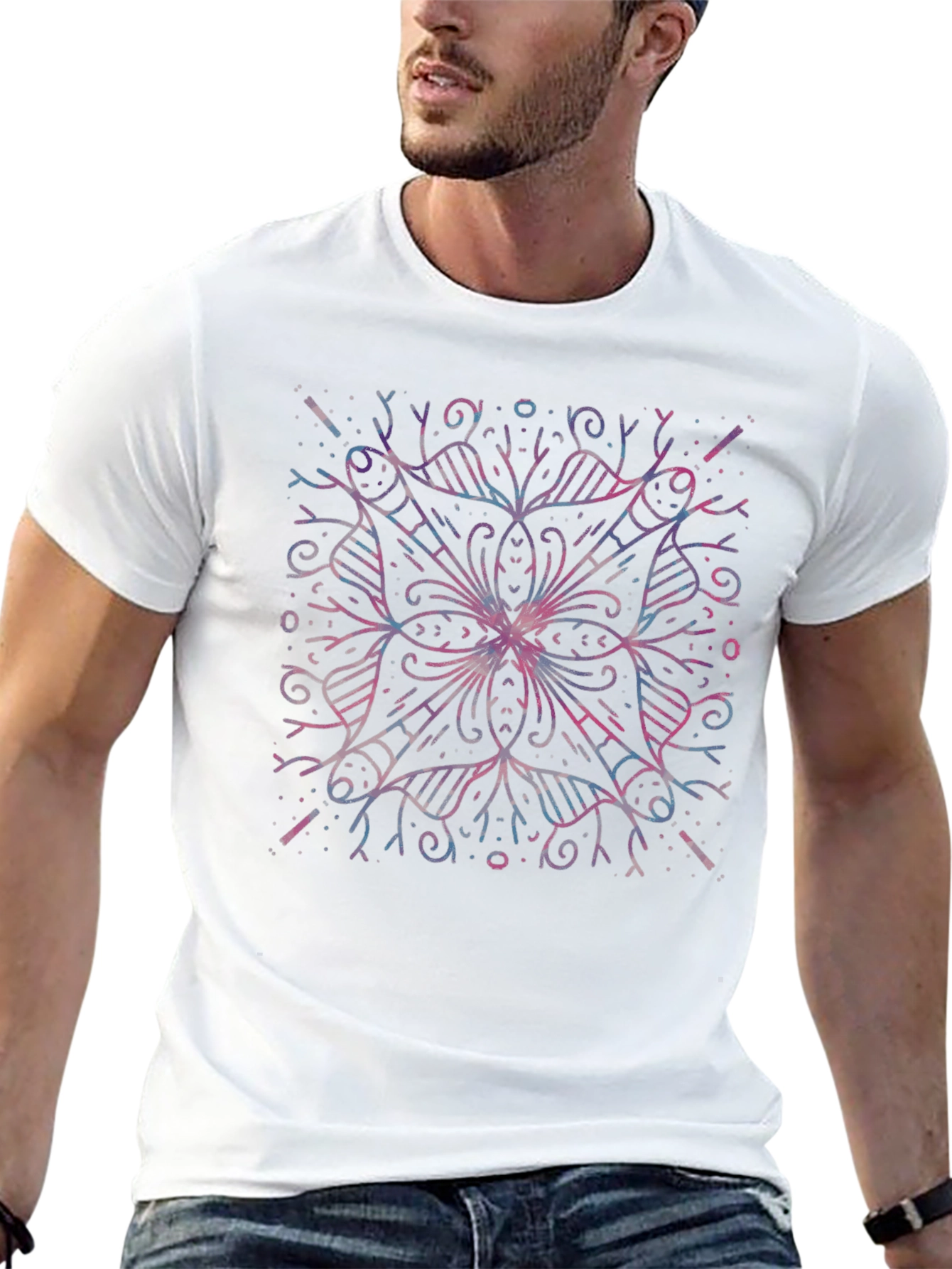 Abstract Geometric Mandala Black T-Shirt
