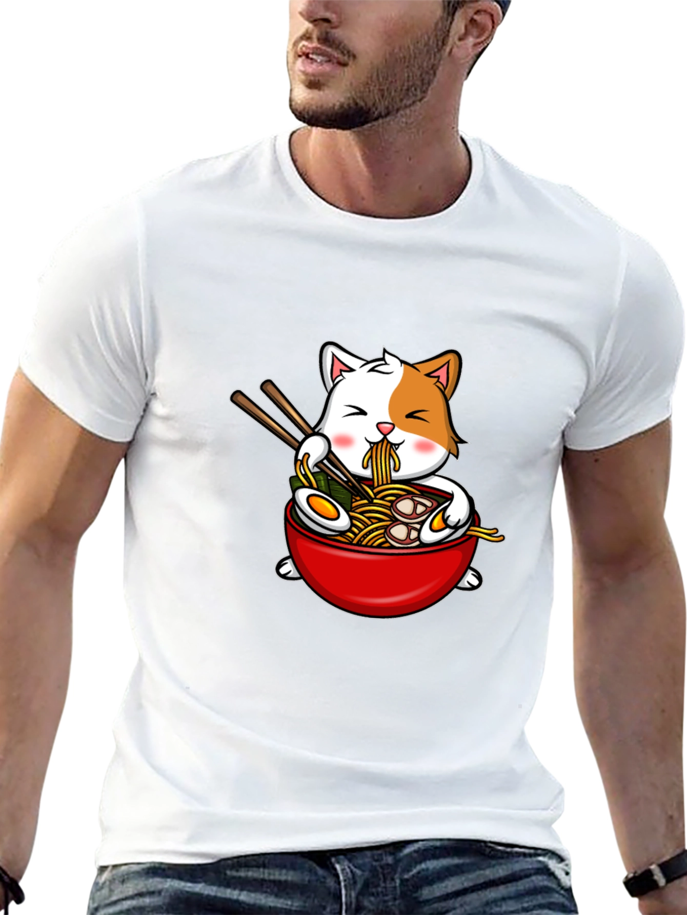 Cat Ramen T-Shirt - Kawaii Noodle Bowl Tee
