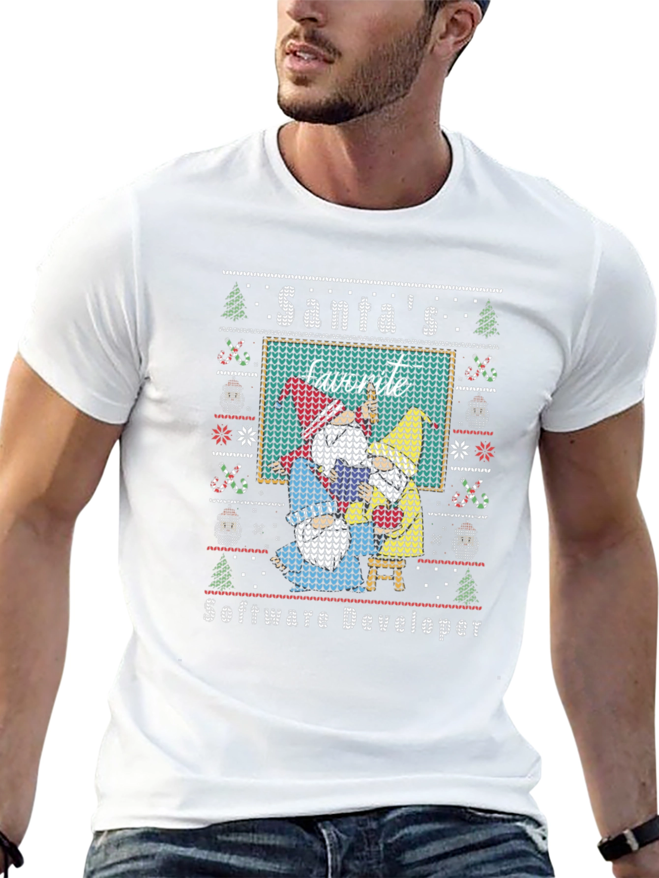 Santas Favorite Software Developer Ugly Christmas Sweater Tee