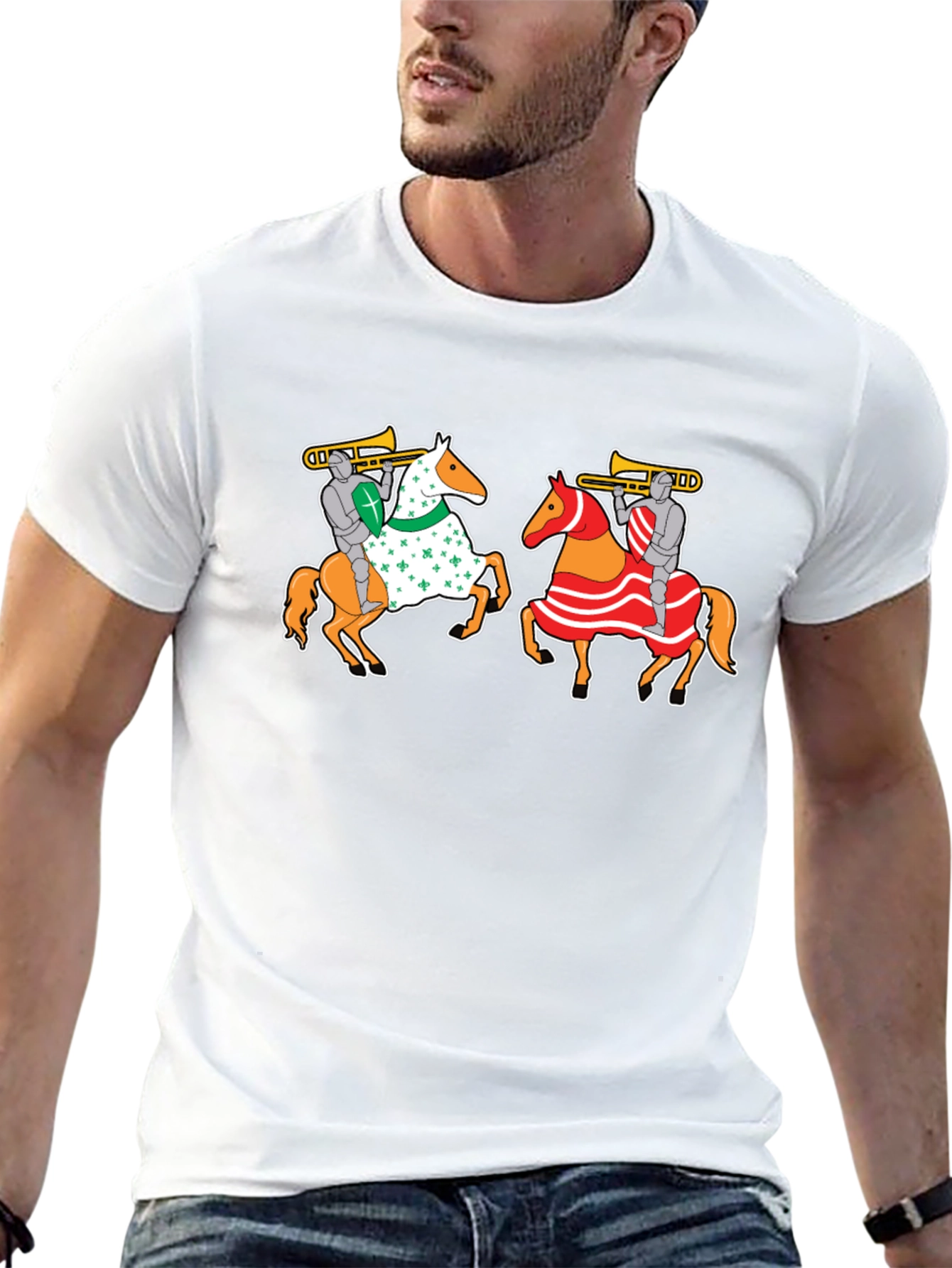 Knights on Horseback T-Shirt - Fun Trumpet Design