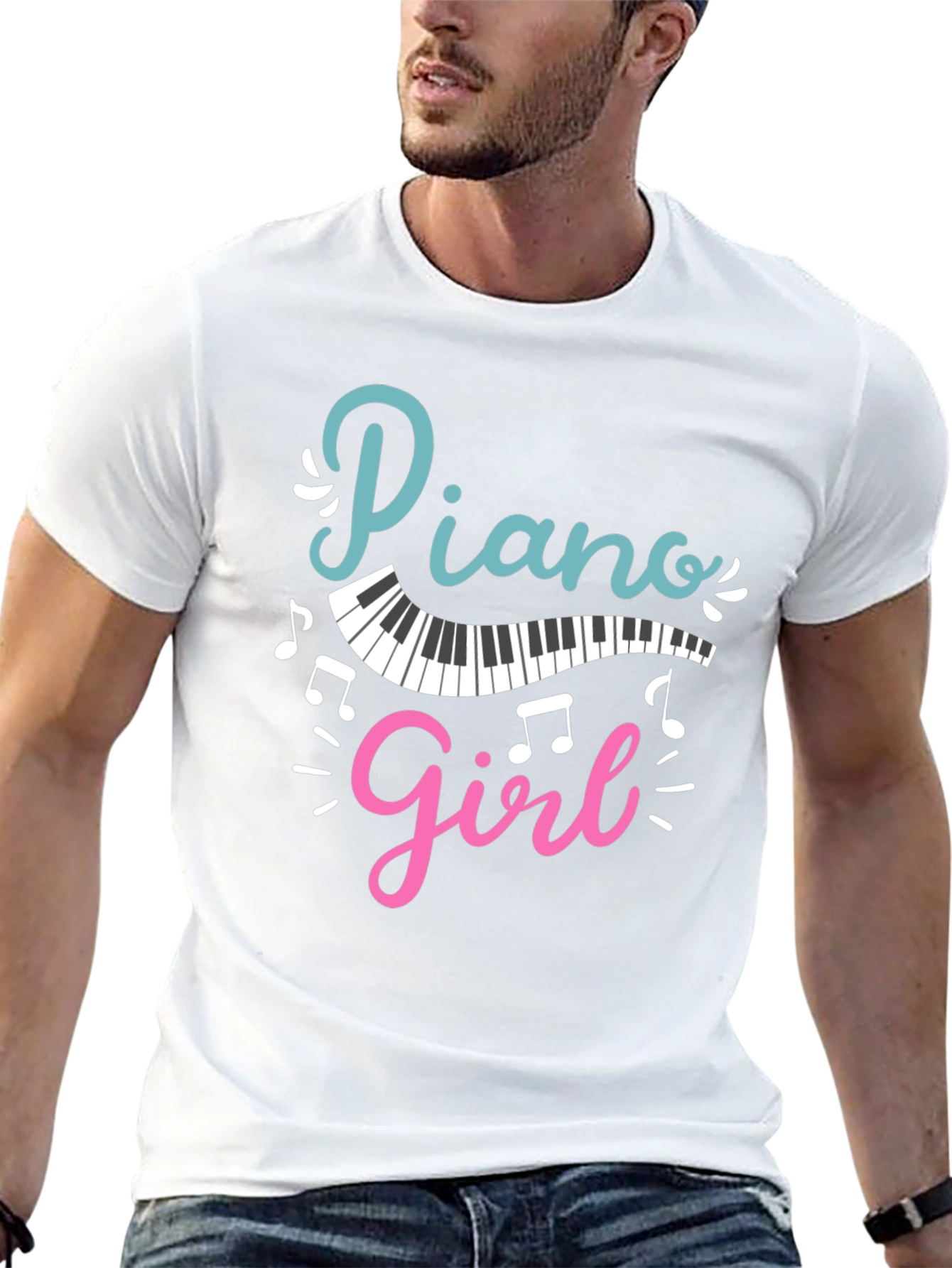 Piano Girl Black T-Shirt - Music Lover Tee