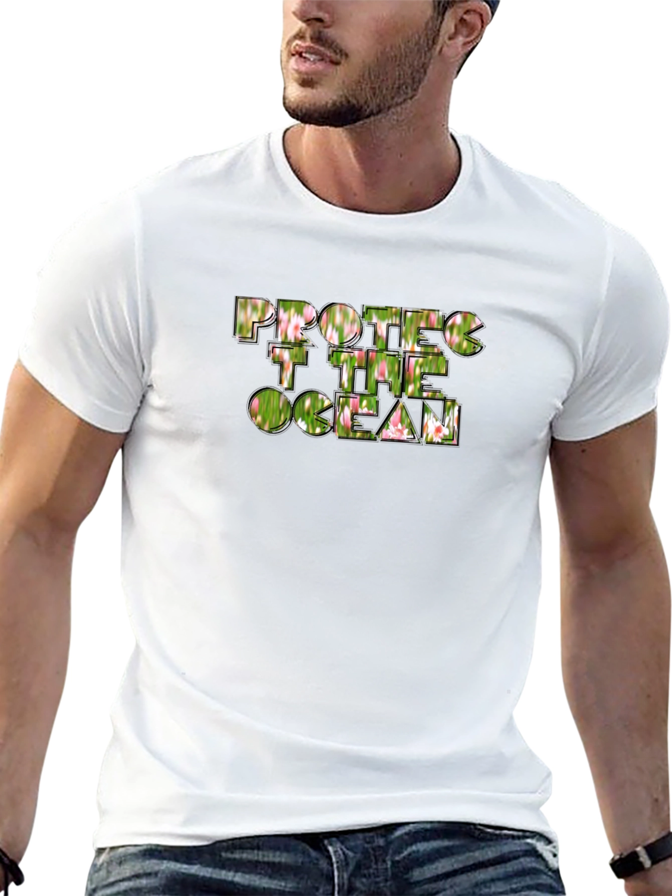 Protect The Ocean Graphic Print Black T-Shirt