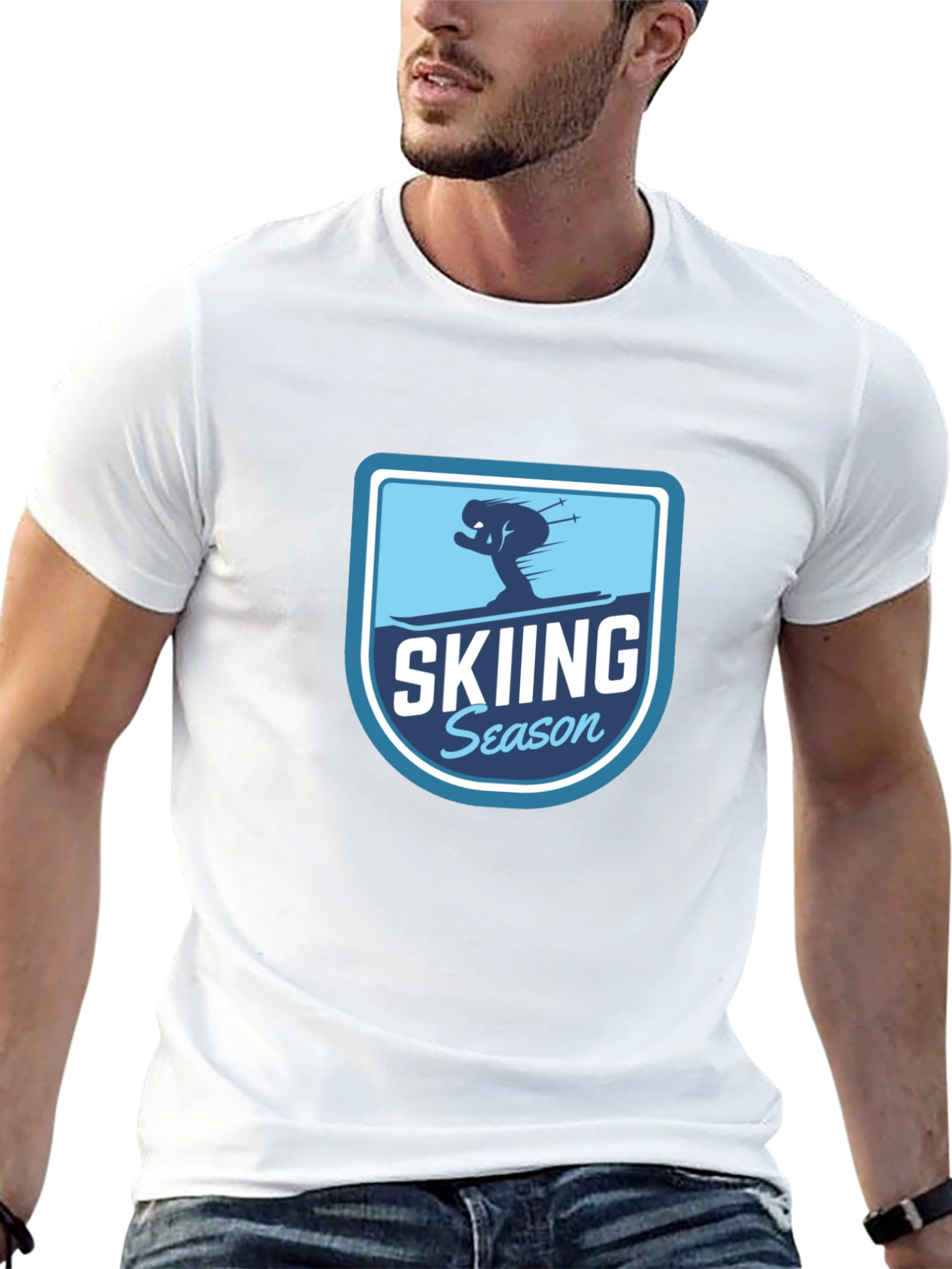 Skiing Season Black T-Shirt