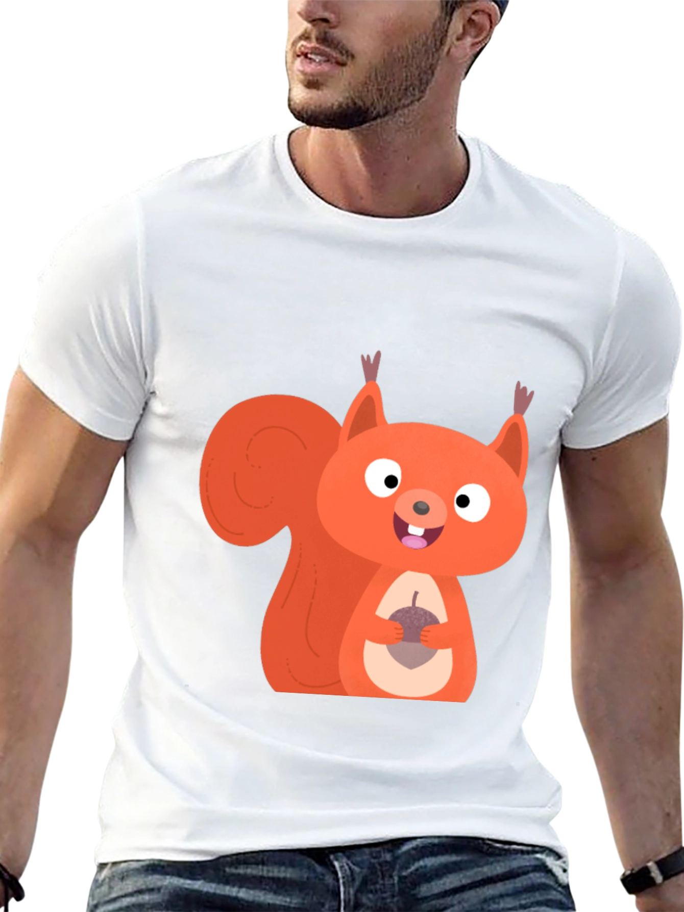 Squirrel Graphic Tee - Mens Black Cotton T-Shirt