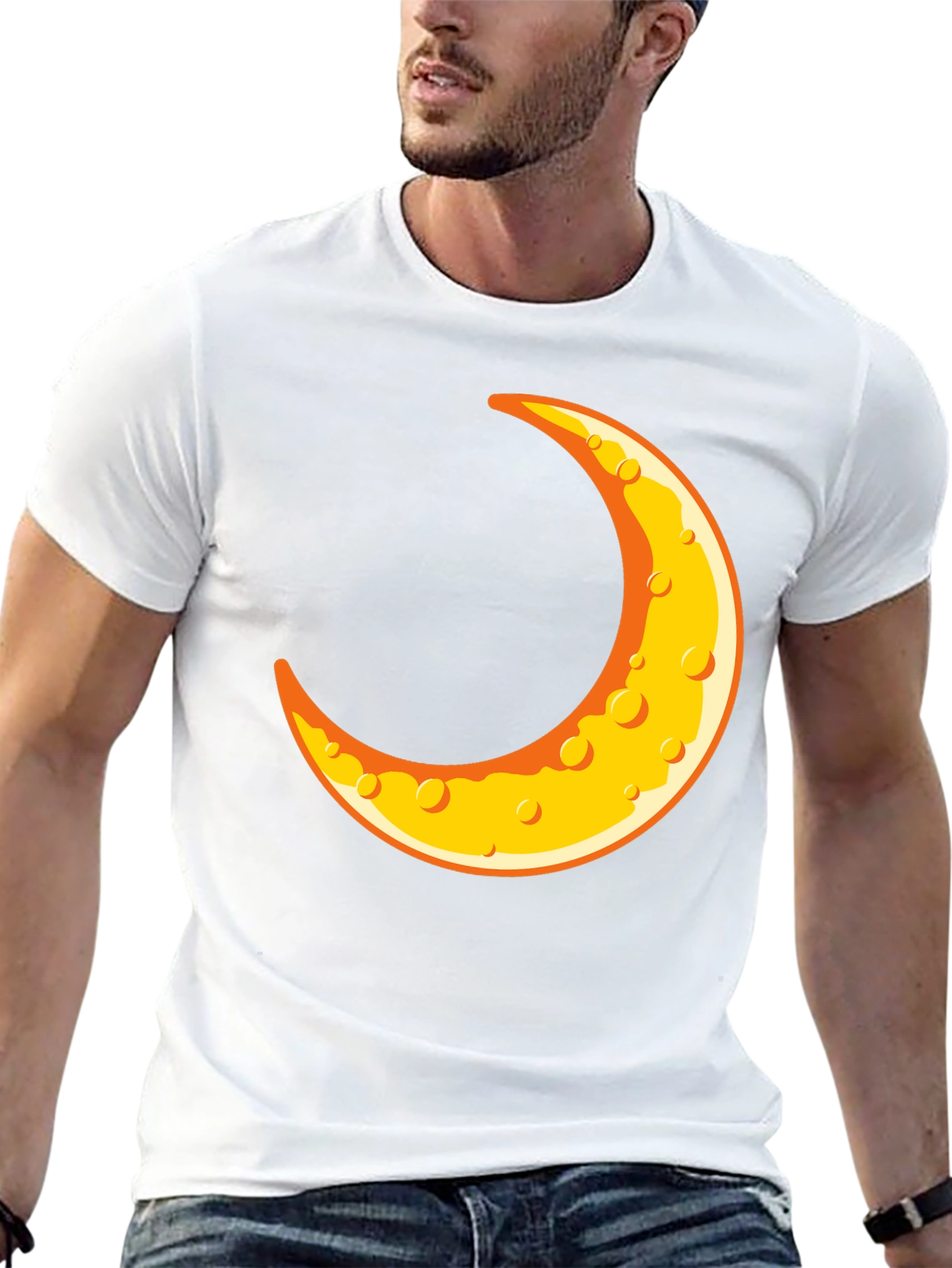 Crescent Moon Graphic T-Shirt - Black Crew Neck Tee
