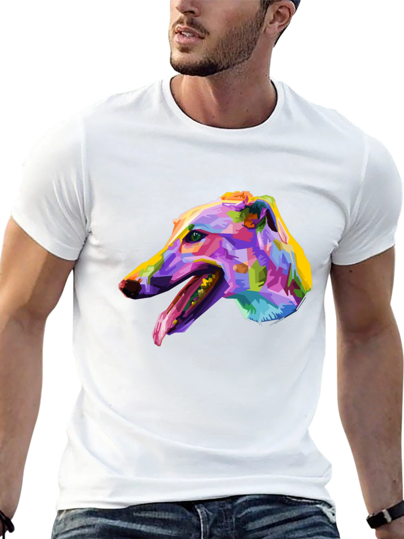 Abstract Greyhound Graphic Tee - Black