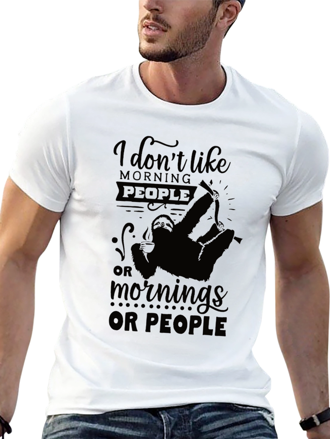 I Dont Like Morning People Black Graphic Tee