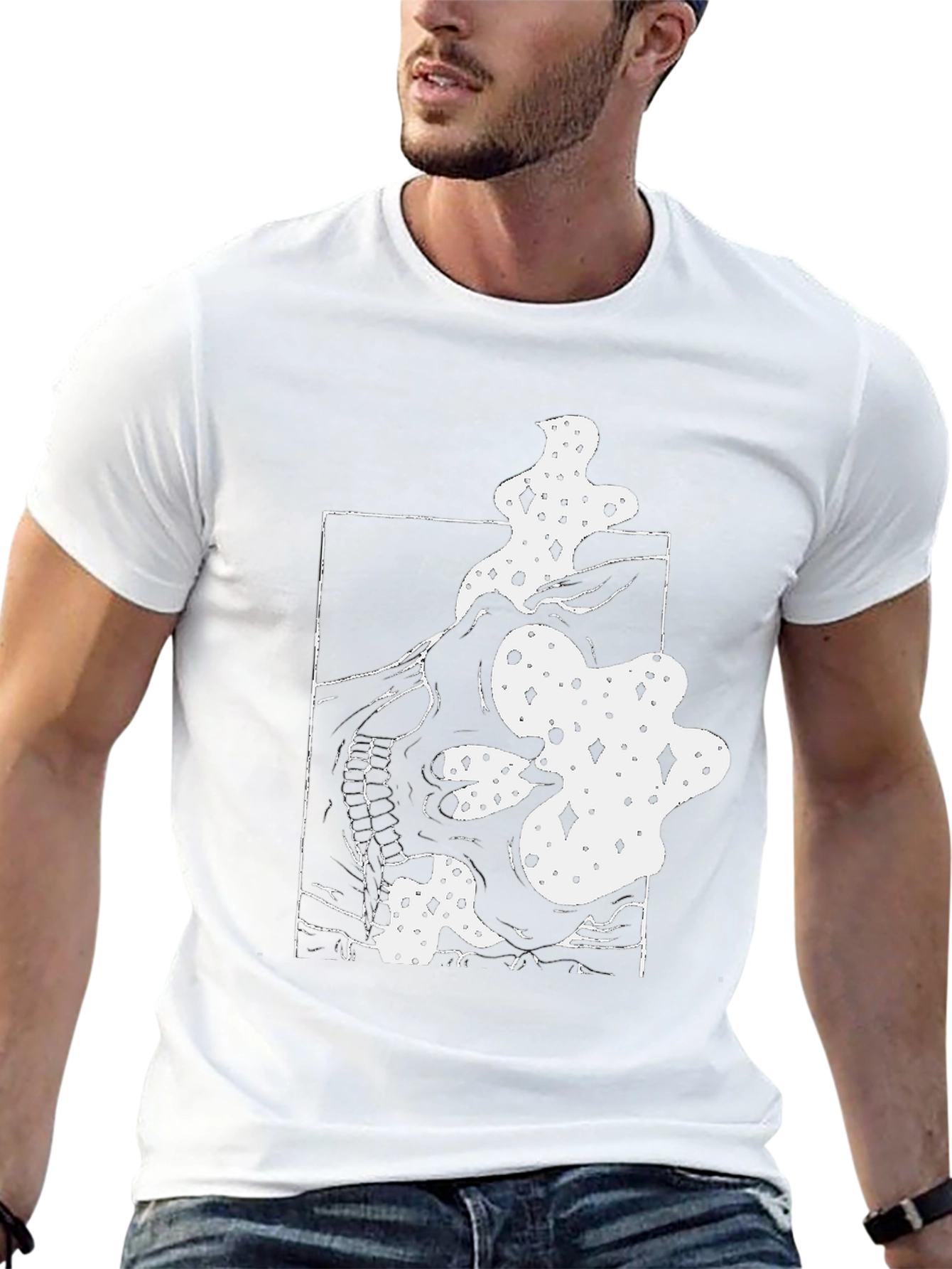 Abstract Skull Graphic Tee - Black Cotton