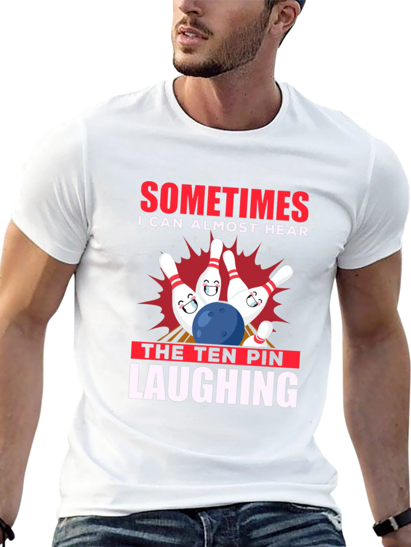 Funny Bowling T-Shirt: Ten Pin Laughing Graphic Tee