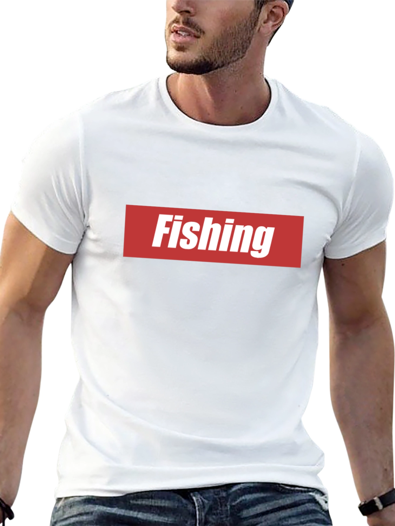 Fishing Graphic Tee - Red & White Logo