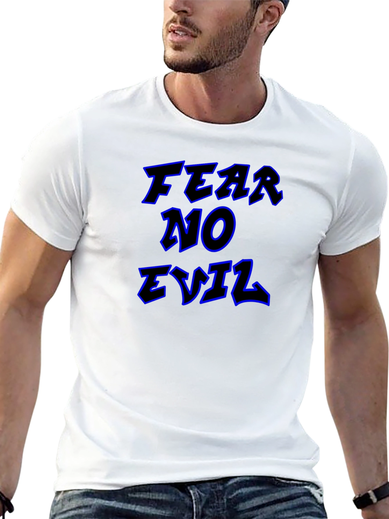 Fear No Evil Graphic Print Black T-Shirt