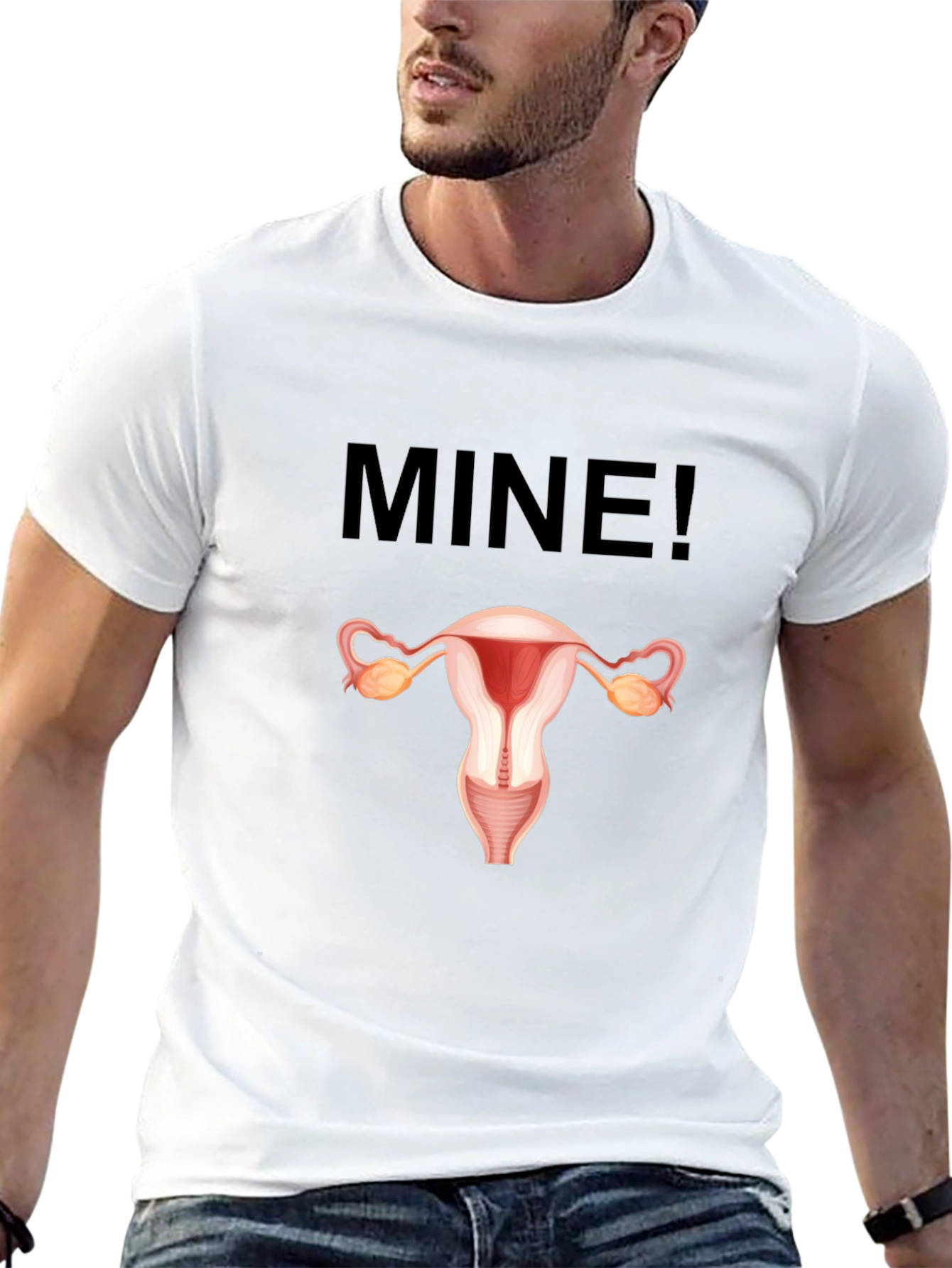 Feminist Uterus MINE! Graphic T-Shirt