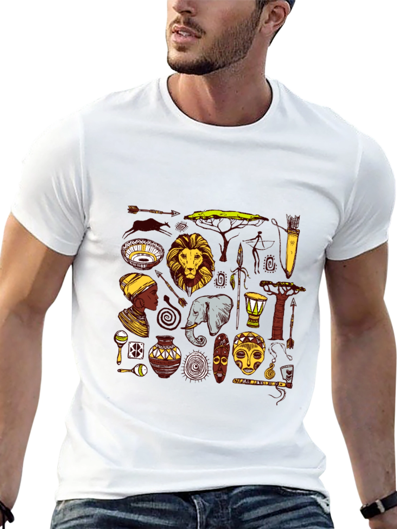 African Culture Graphic Tee - Black Cotton T-Shirt
