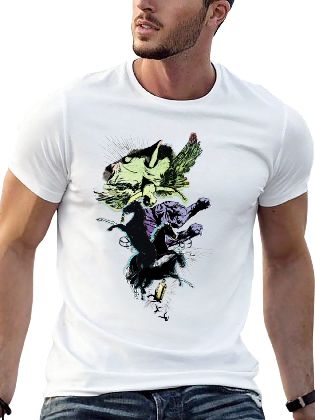 Mythical Creatures Graphic Tee - Black