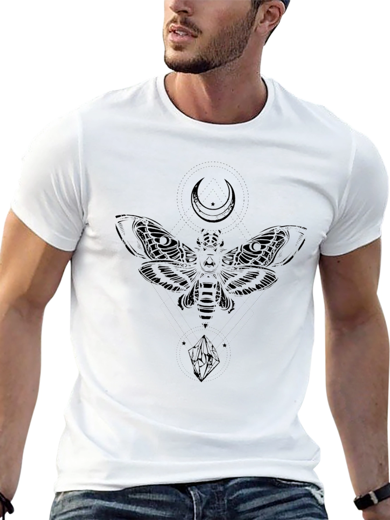 Moth and Crescent Moon Graphic Tee