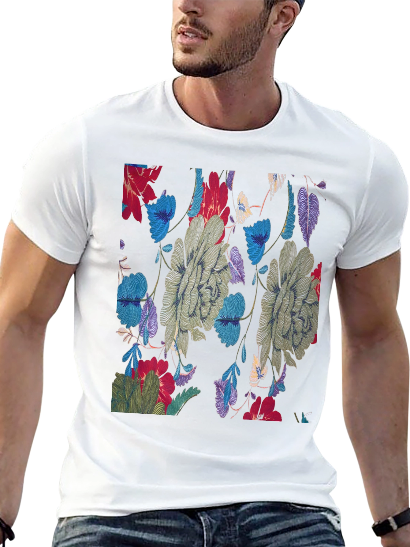 Floral Print Crew Neck Tee