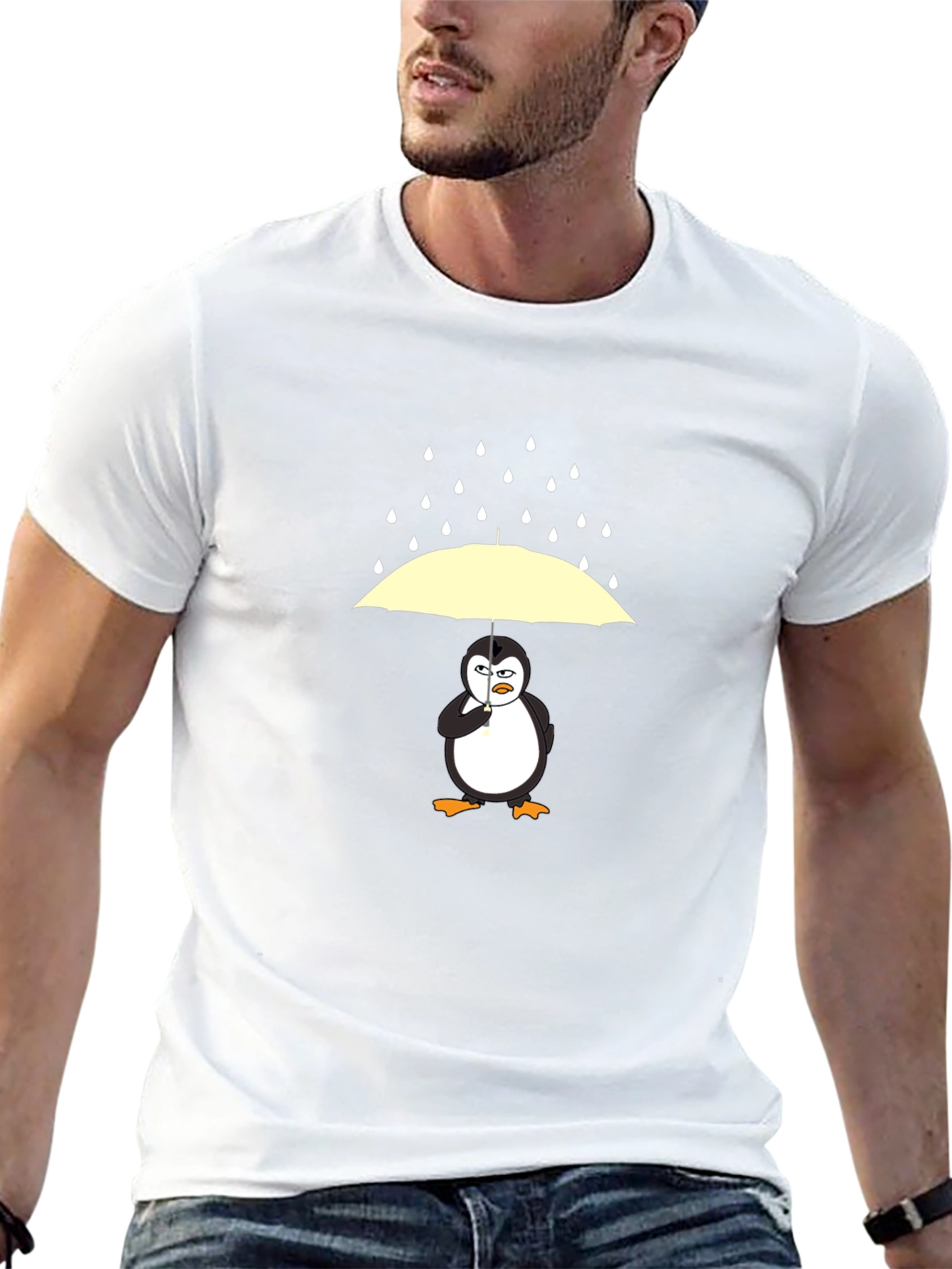Penguin Umbrella Graphic Tee - Mens Black T-Shirt