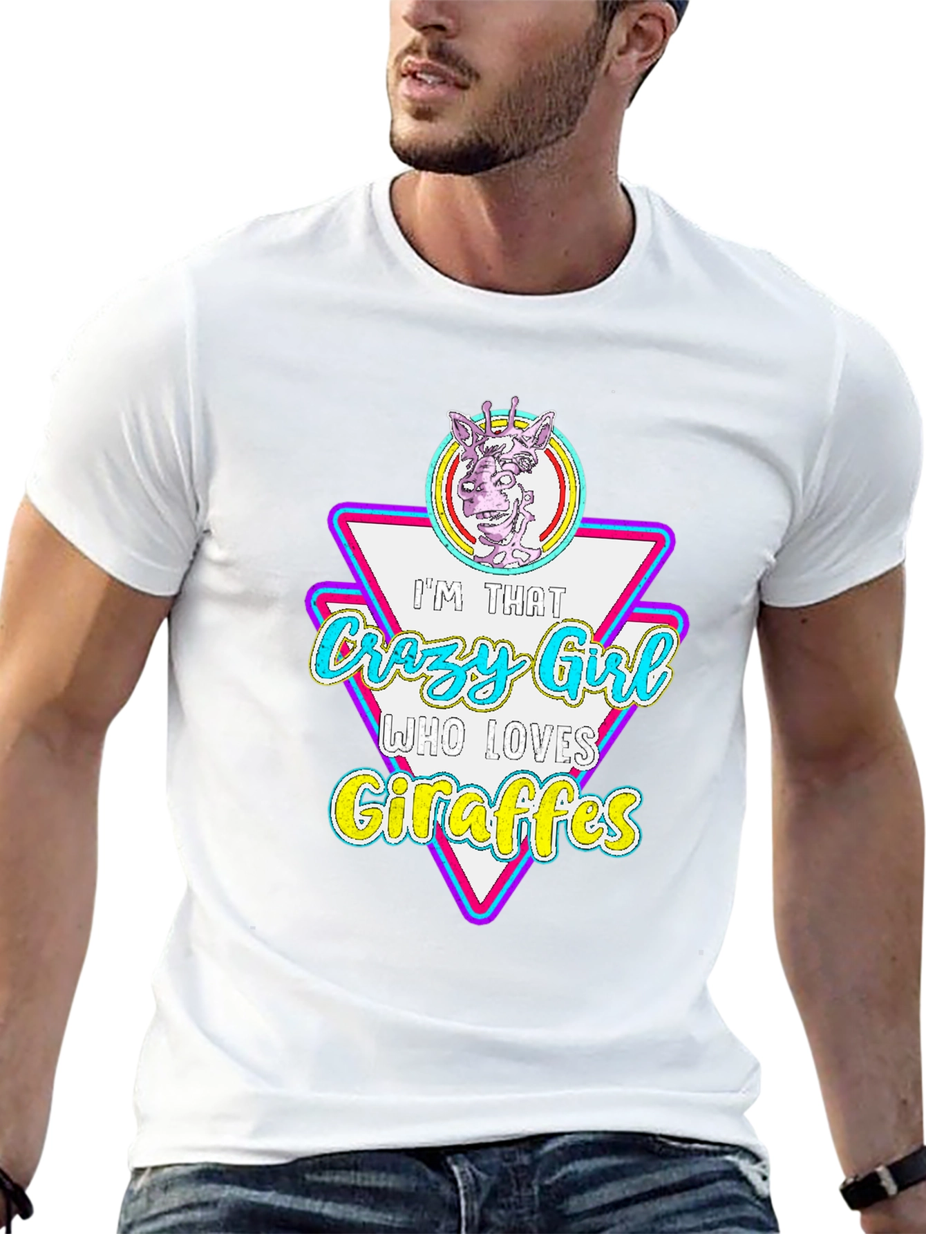 Crazy Giraffe Lover Black T-Shirt